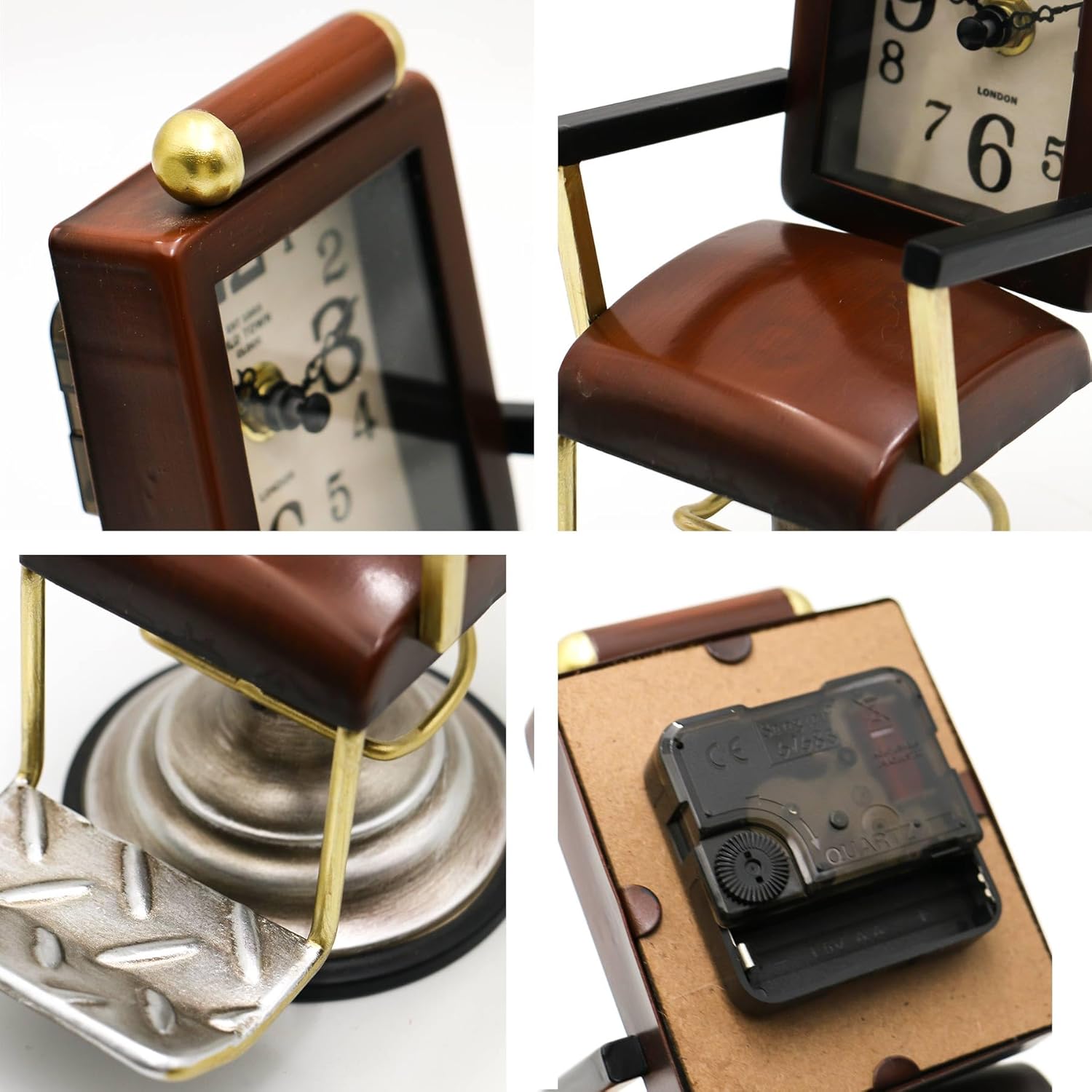 Reloj de escritorio YOUKI de bronce para barbero, reloj para peluqu...
