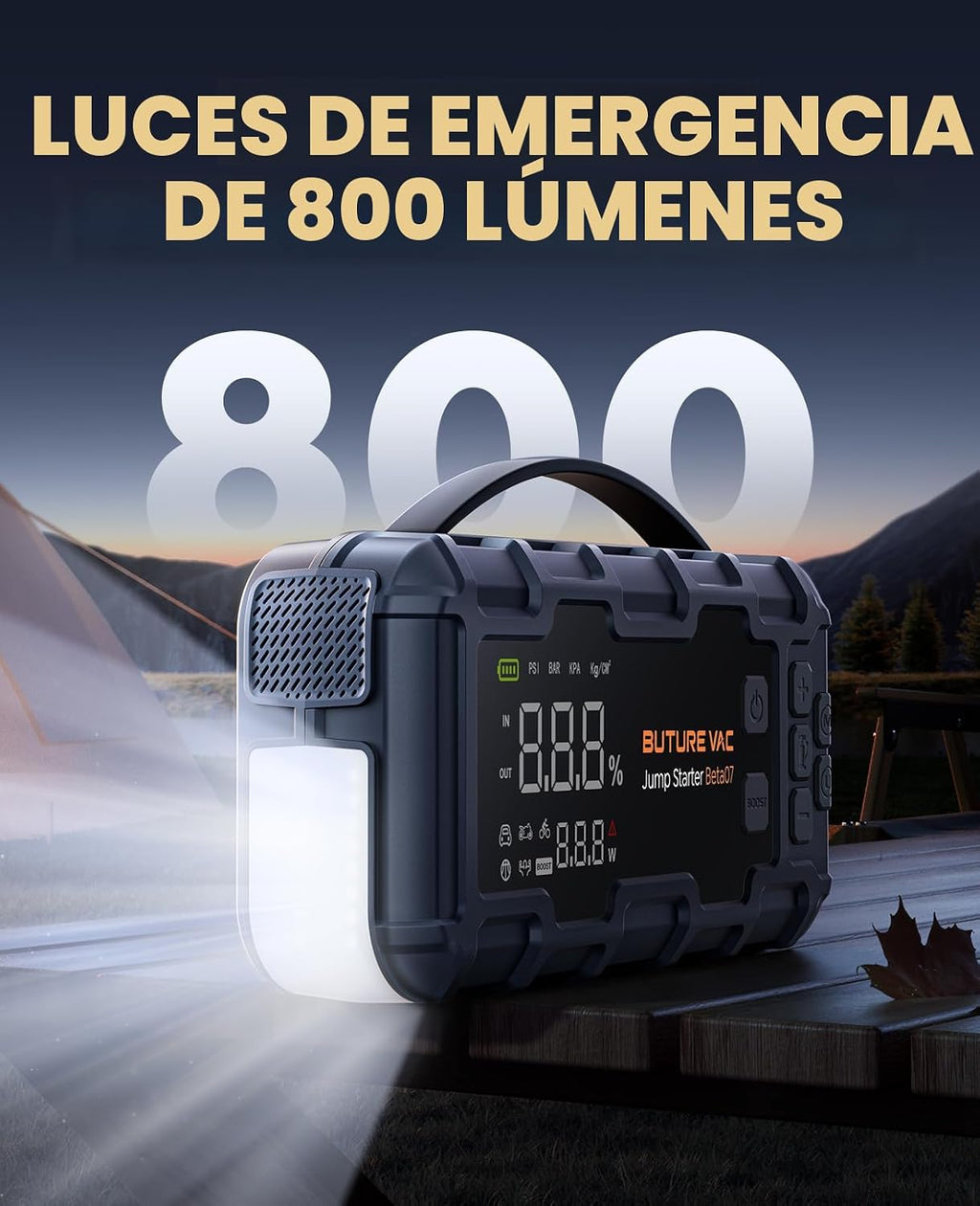 Arrancador de batería de coche portátil 10 en 1 con compresor de ai...