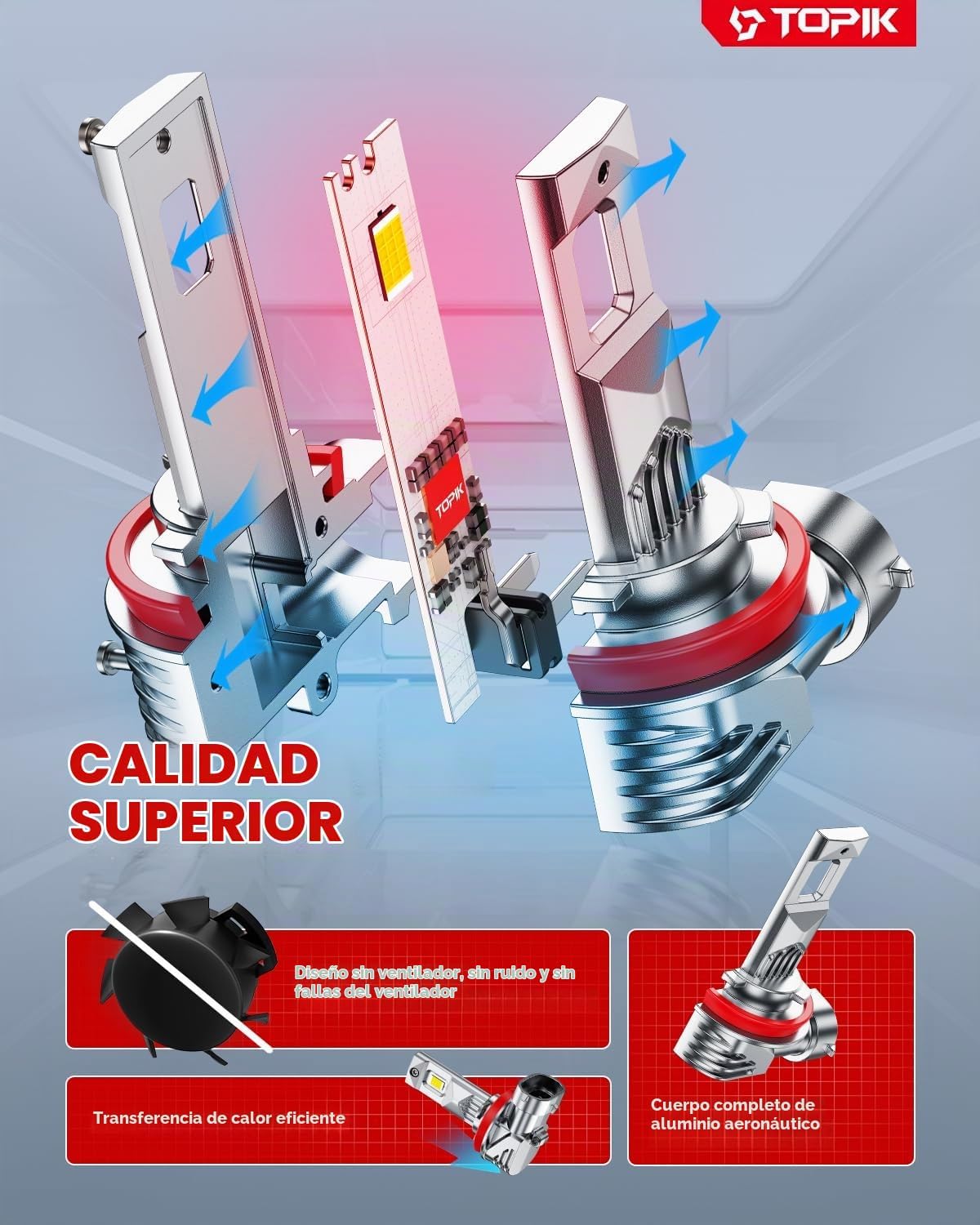 TOPIK Combo de bombillas LED 9005 H11, 76,000 lúmenes, 900% más bri...