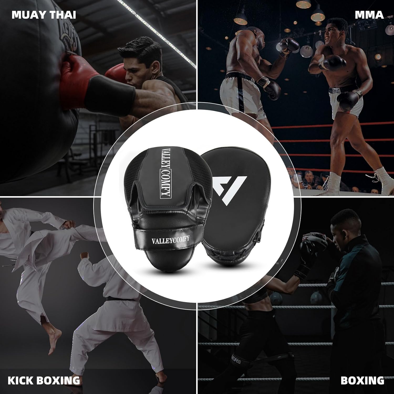 Valleycomfy - Manoplas de boxeo para puñetazos, almohadillas de box...