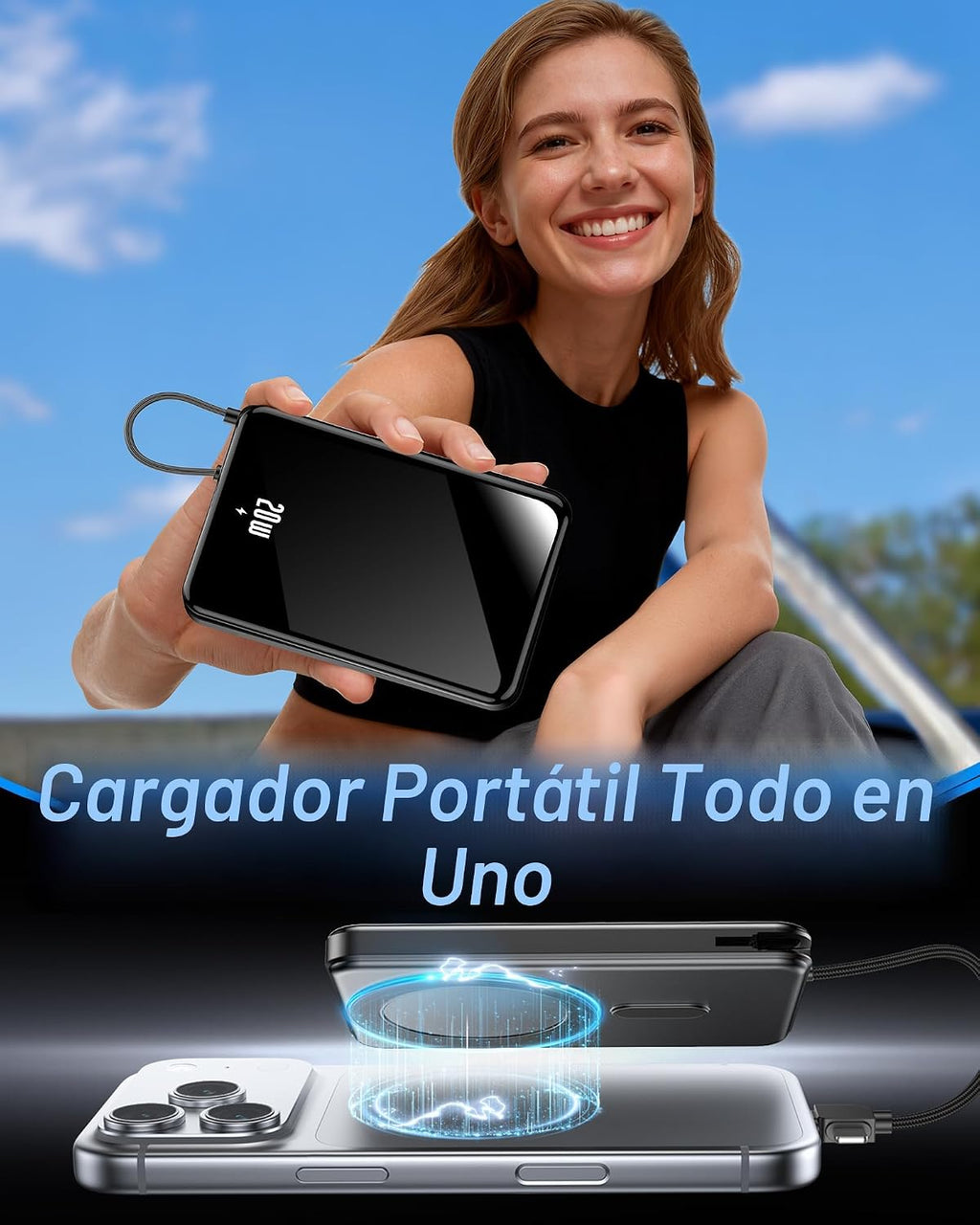 golioklsy Cargador portátil con cargador portátil, cargador de telé...