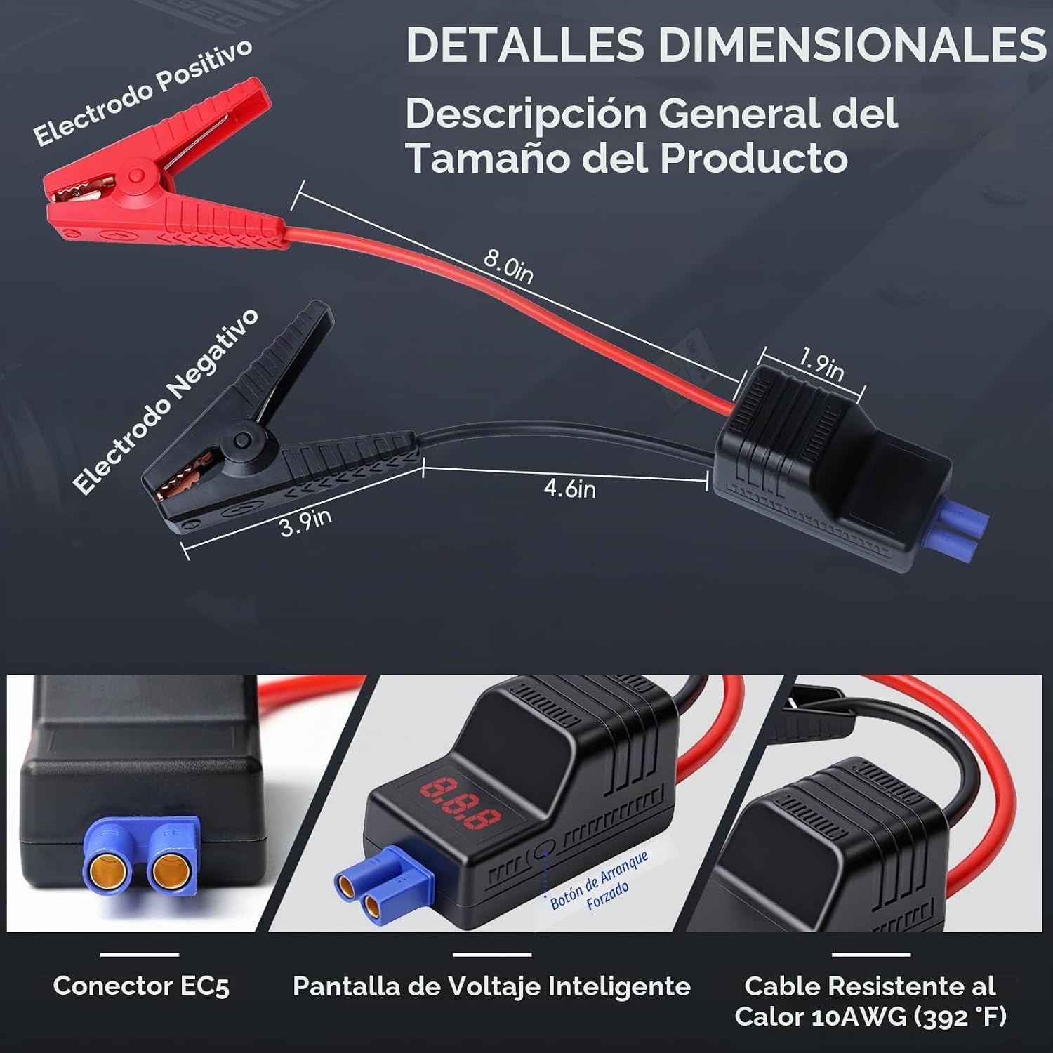 Mayspare Abrazaderas de arranque inteligentes EC5 de 10 AWG, clips...