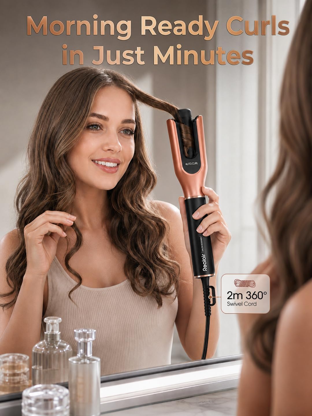 Realair Rizador giratorio automático, rizador automático de pelo de...