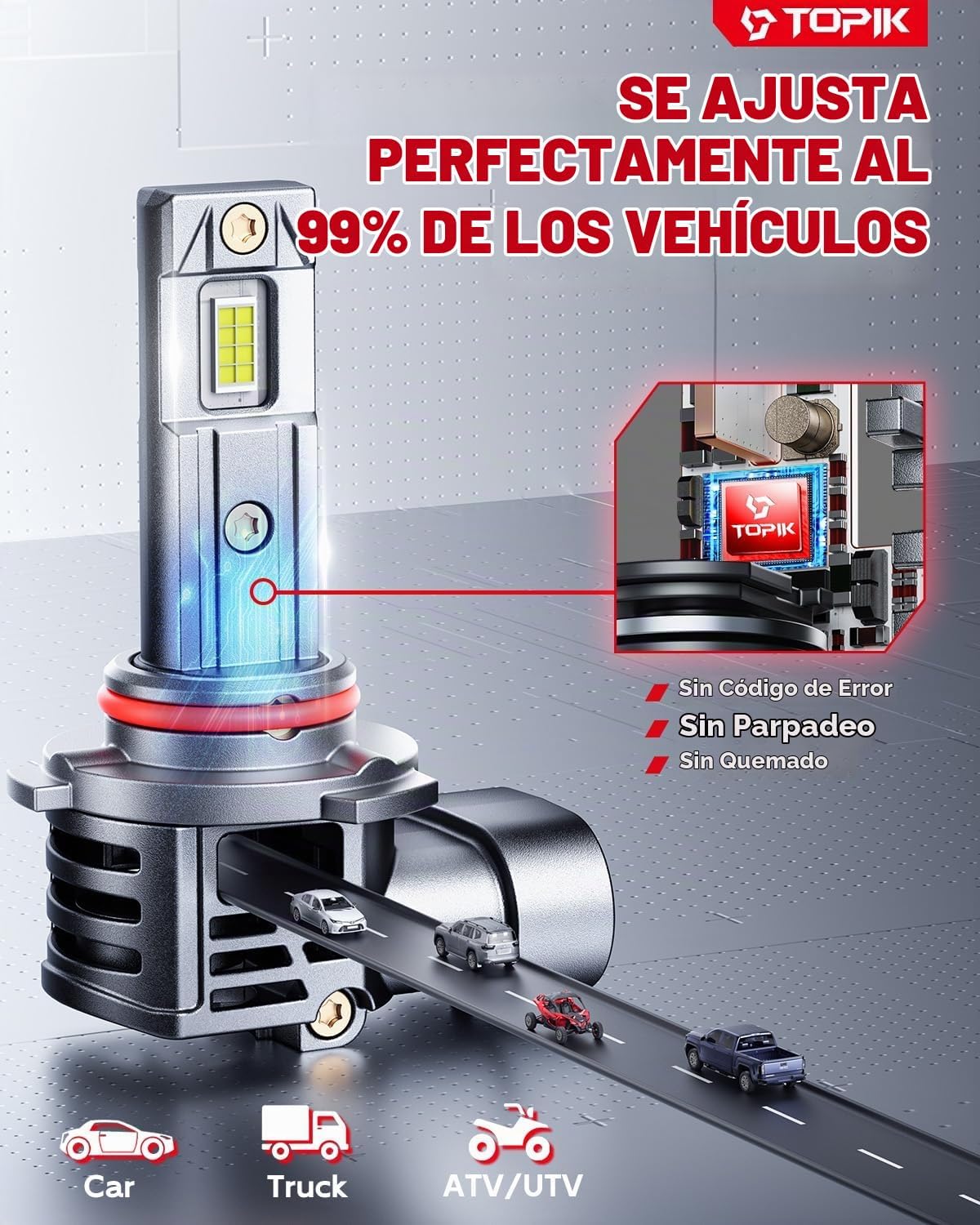 TOPIK 2 bombillas LED 9005, 800% más brillantes que las halógenas,...