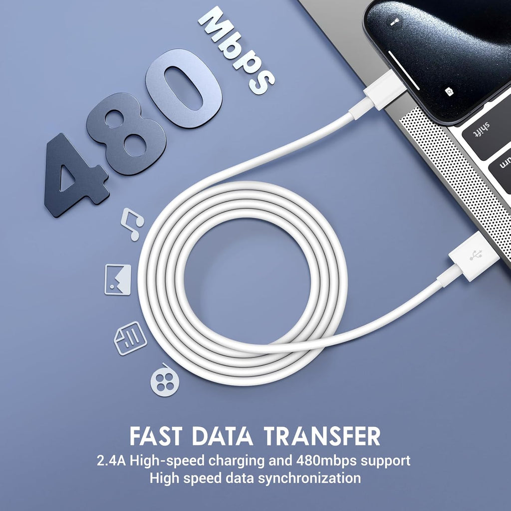 QZIIW Paquete de 4 cables de carga rápida USB C de 3 pies para iPho...