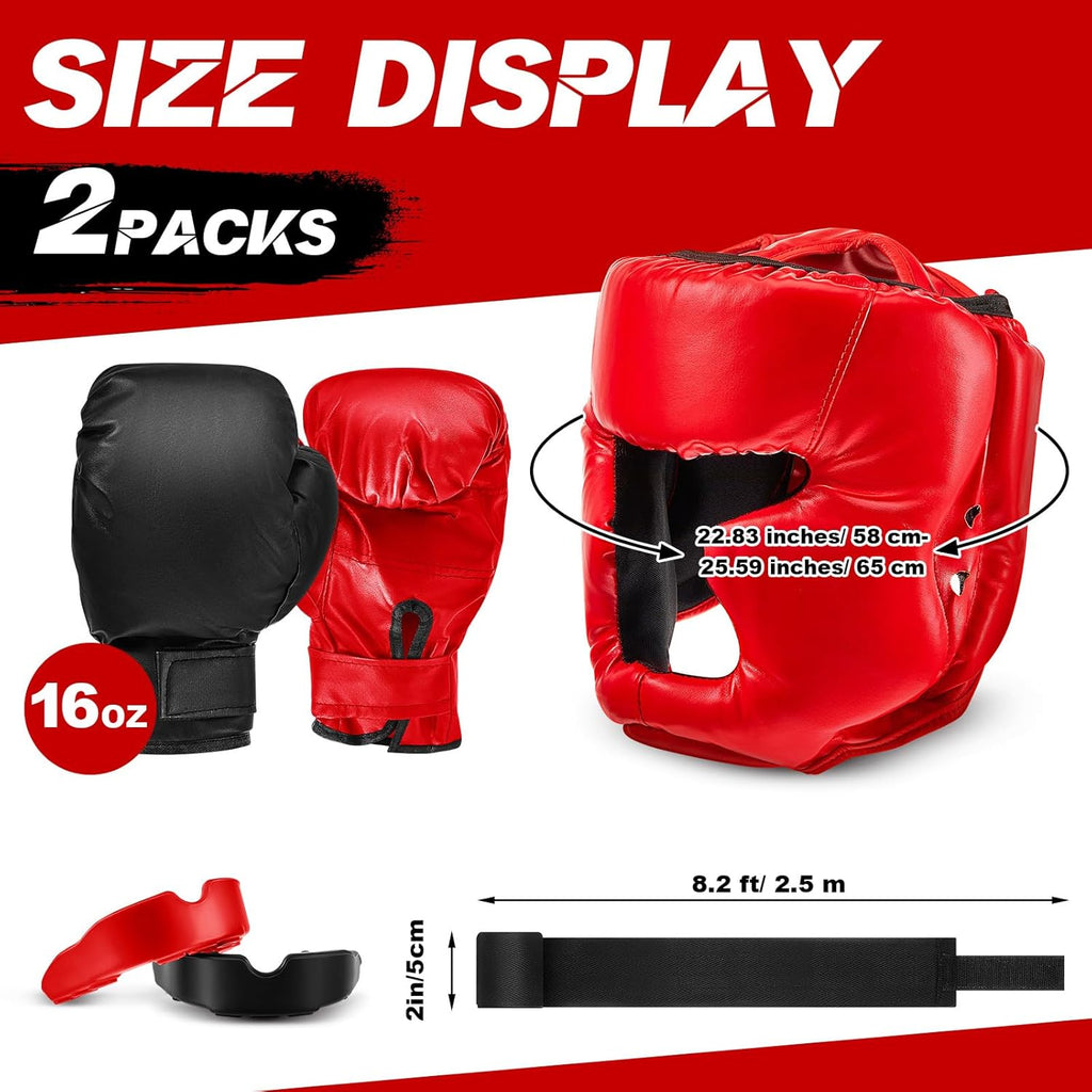 Kanayu Juego de 14 piezas de guantes de boxeo de 16 onzas, casco pa...