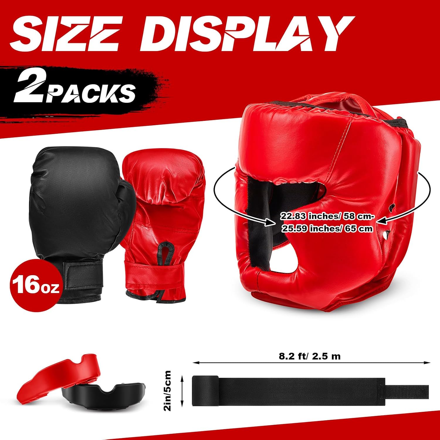 Kanayu Juego de 14 piezas de guantes de boxeo de 16 onzas, casco pa...