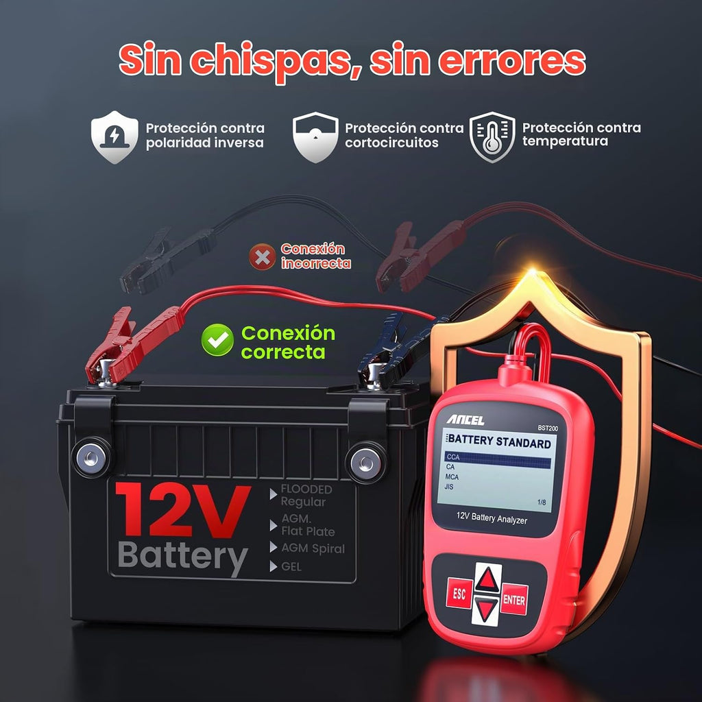 ANCEL BST200 Probador de Batería de Coche 12V, Probador de Carga de...