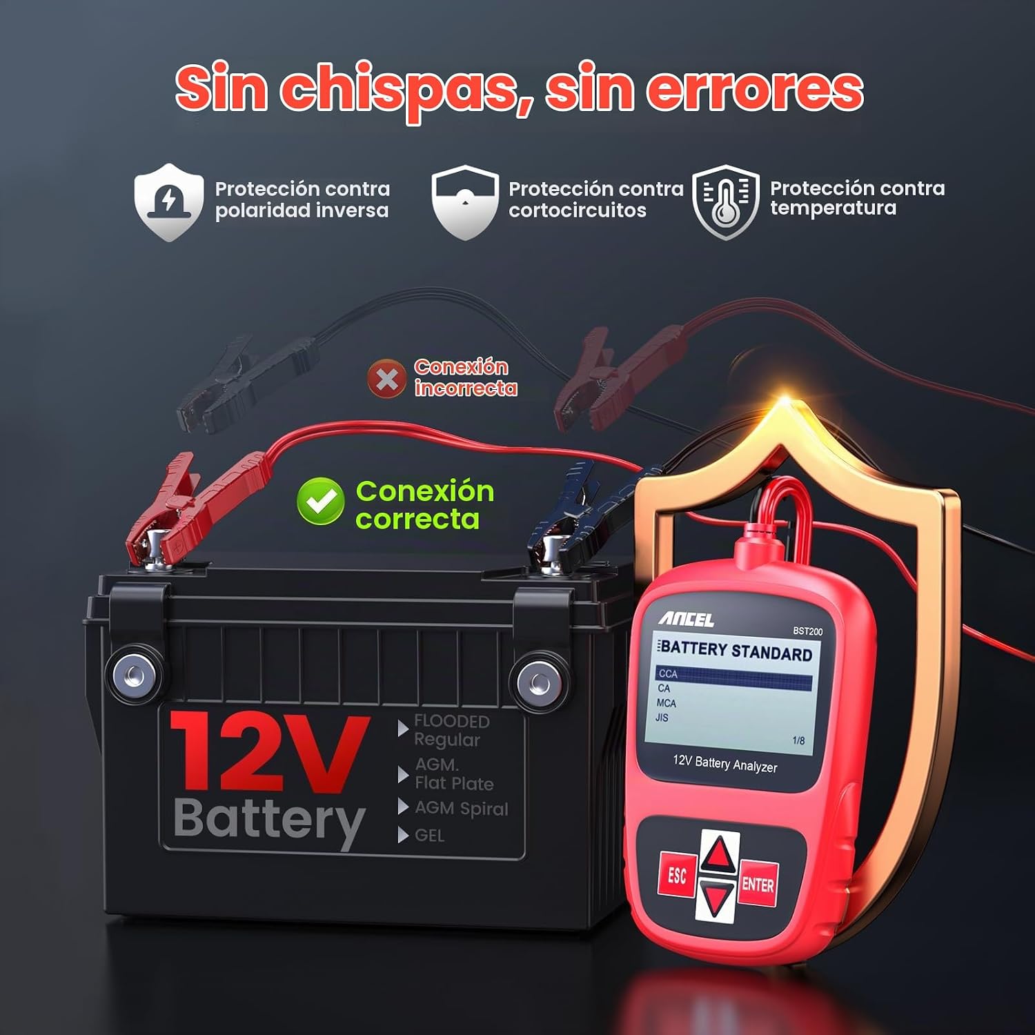ANCEL BST200 Probador de Batería de Coche 12V, Probador de Carga de...