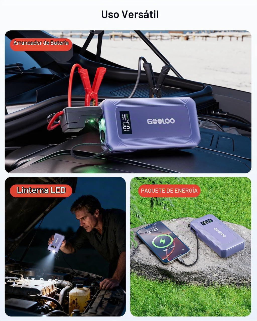 GOOLOO G7 3000A arrancador de auto con cable incorporado, banco de...