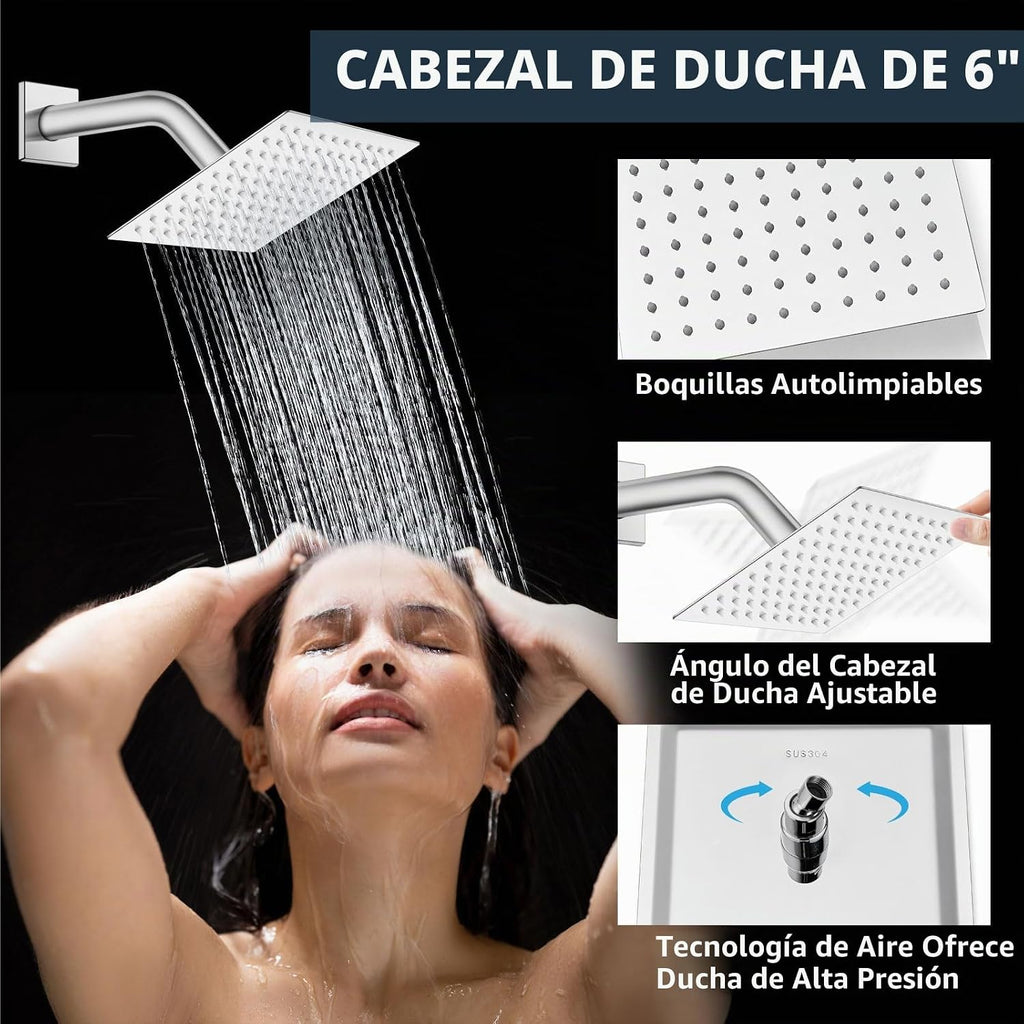 Aolemi - Juego de grifo de ducha de techo con doble cabezal de 10 y...
