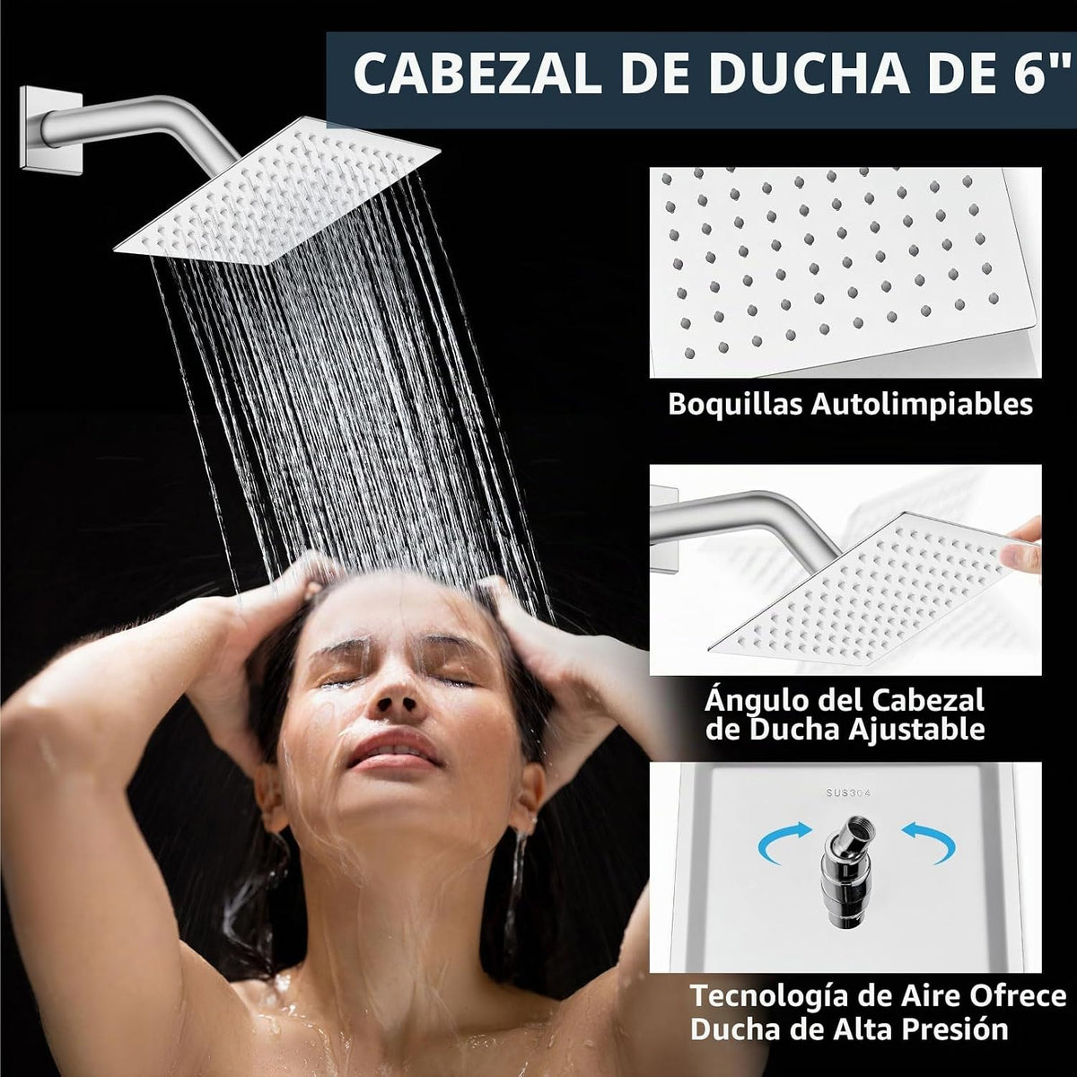 Aolemi - Juego de grifo de ducha de techo con doble cabezal de 10 y...