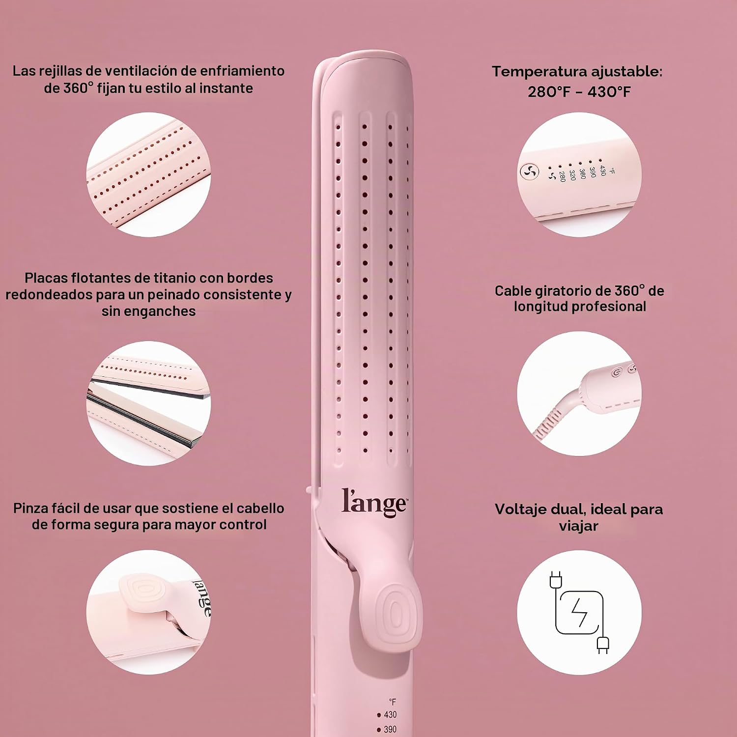 L'ANGE HAIR Le Duo Grande 360° Airflow Styler | Varita rizadora...