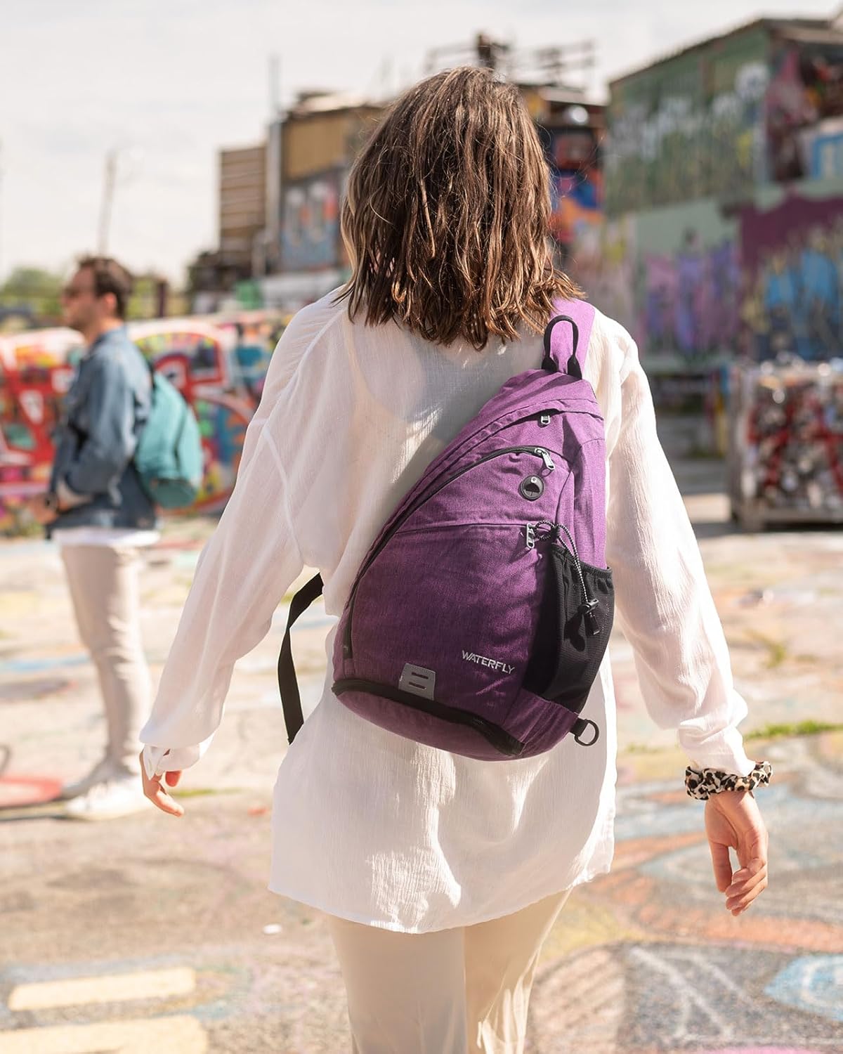 WATERFLY - Mochila de bandolera pequeña con asa para hombres y muje...