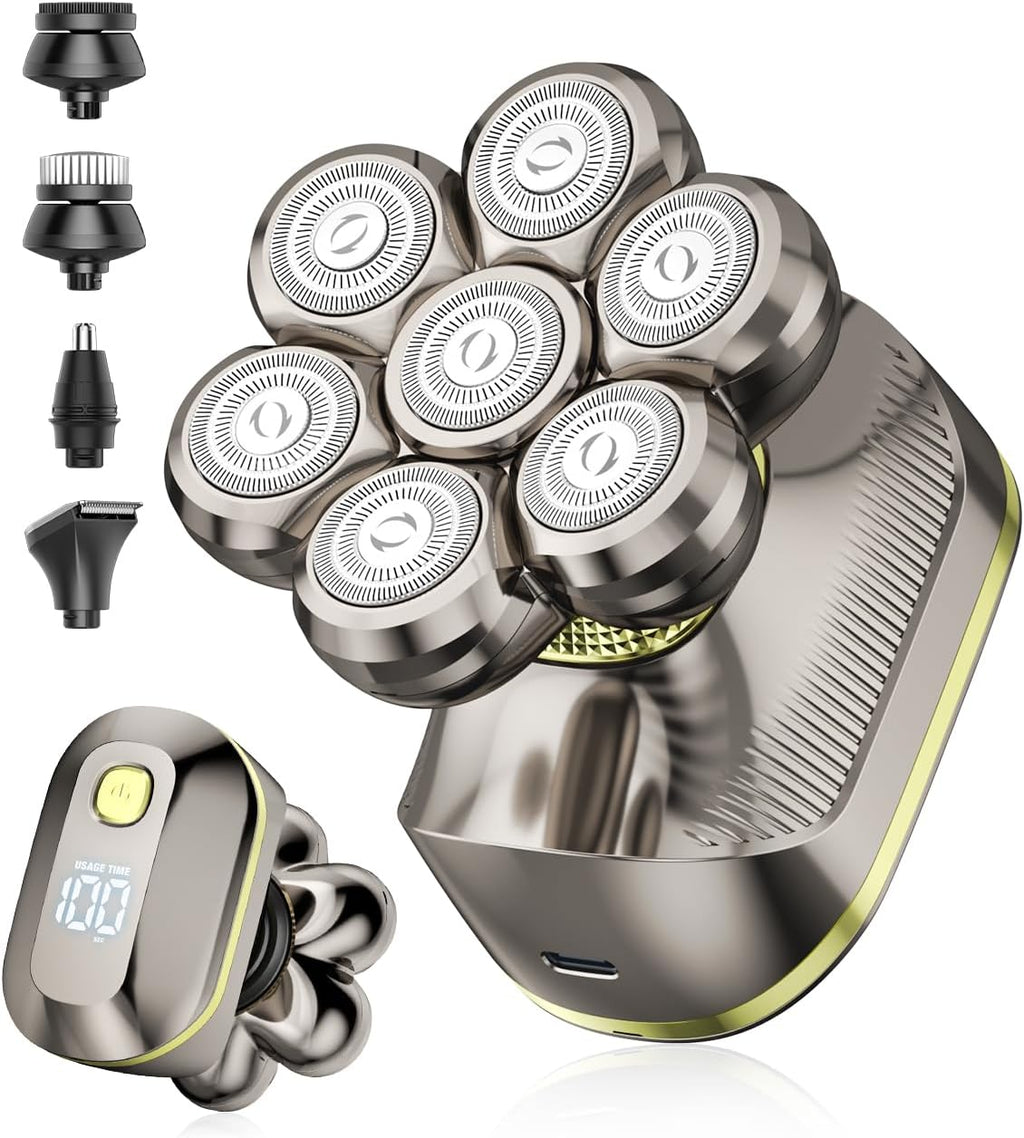 TEPOTZ Afeitadoras eléctricas 7D para hombres calvos, maquinilla de...