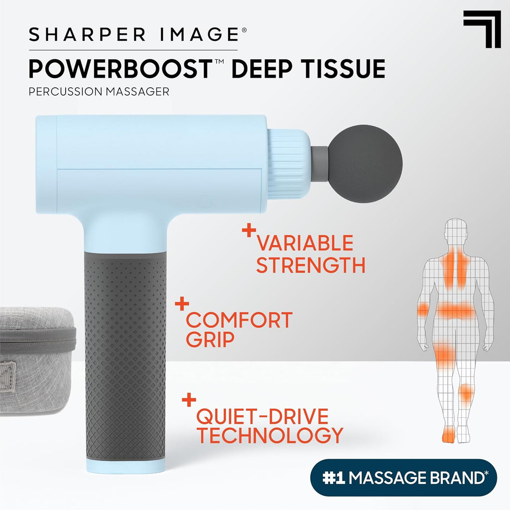 Sharper Image Pistola de masaje de percusión de tejido profundo, ma...