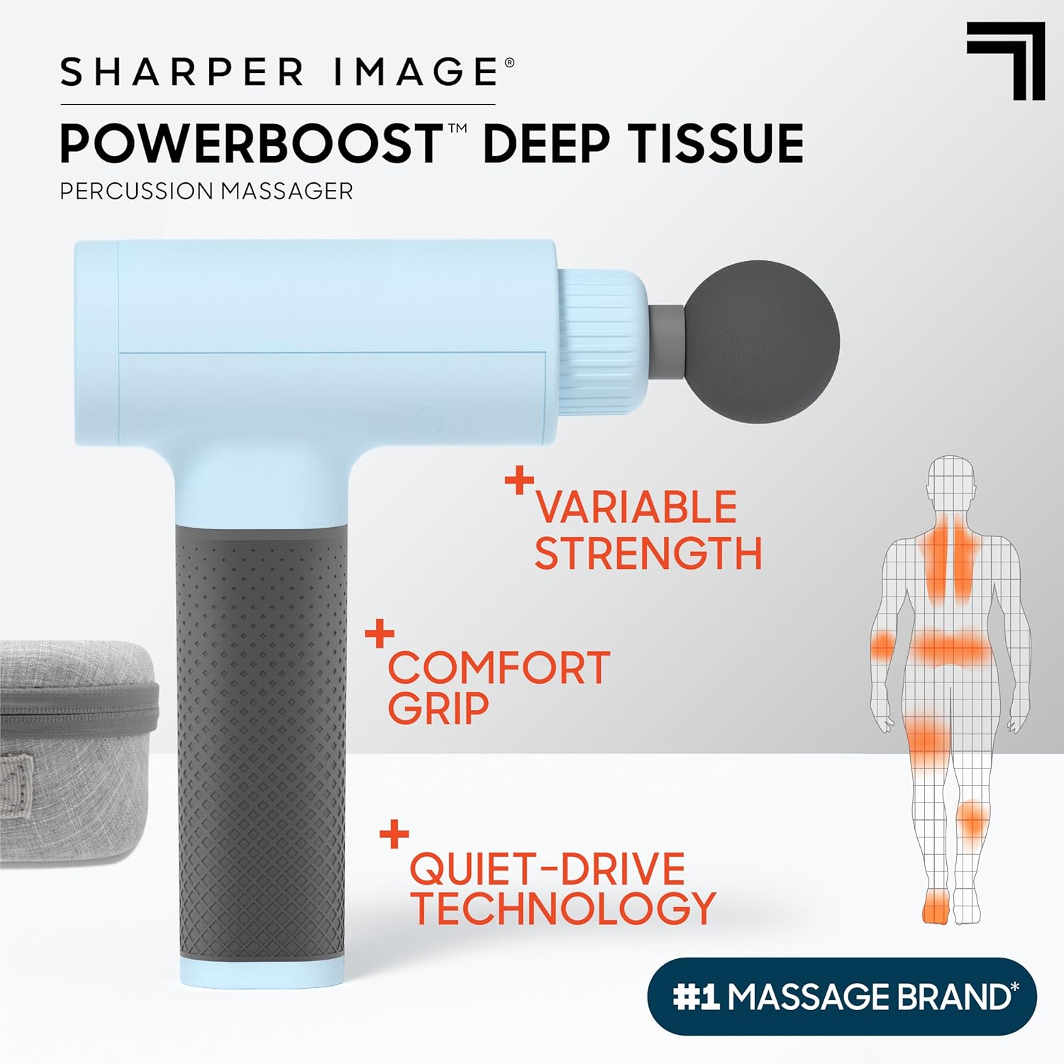 Sharper Image Pistola de masaje de percusión de tejido profundo, ma...