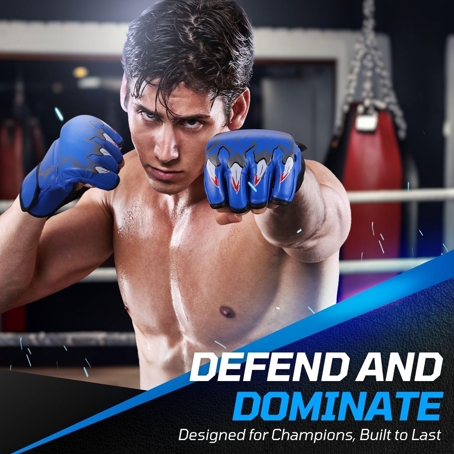 Flexzion, guantes de boxeo con dedos descubiertos - Grappling, MMA,...