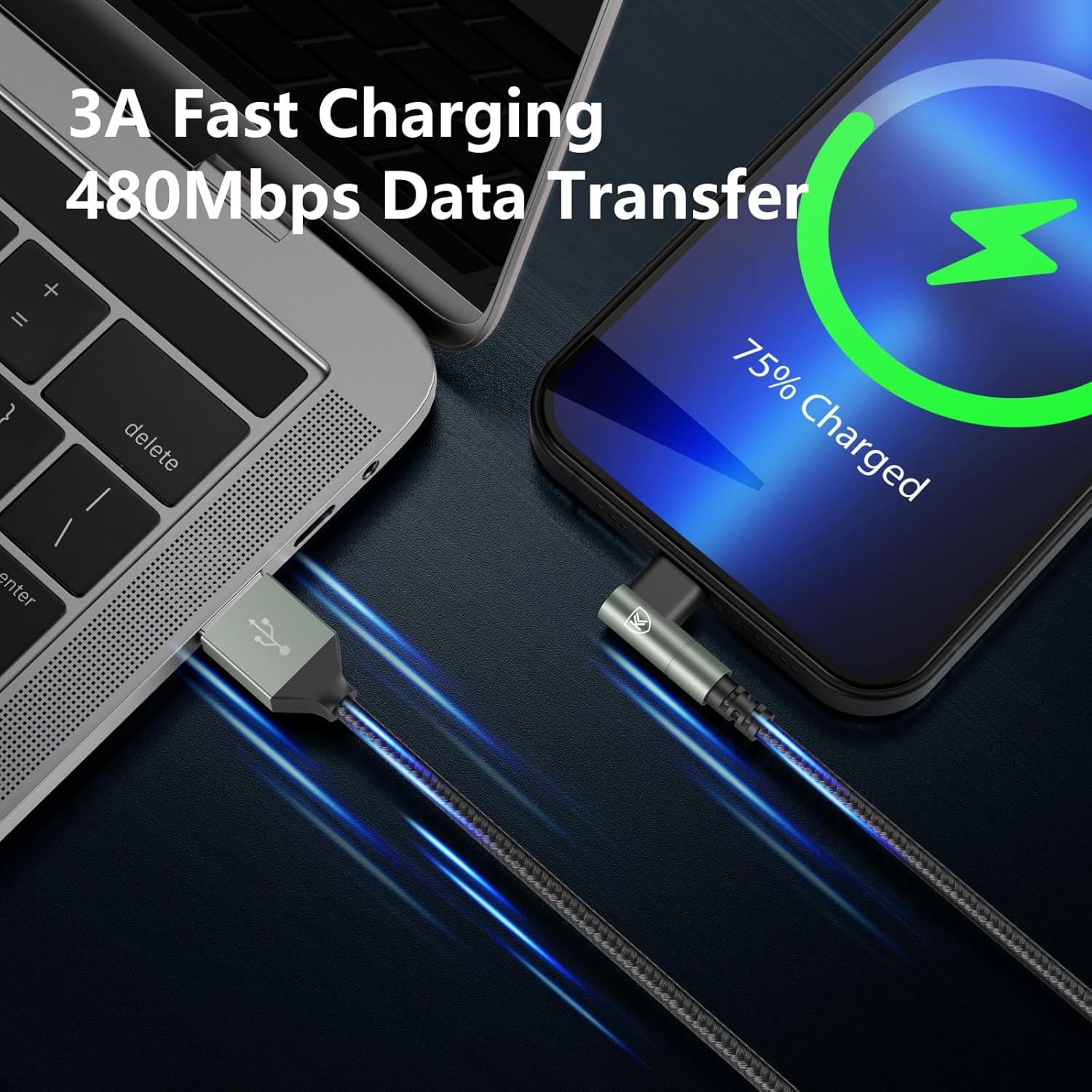 Cargador de iPhone de 90 grados de 6 pies, [certificado Apple MFi],...