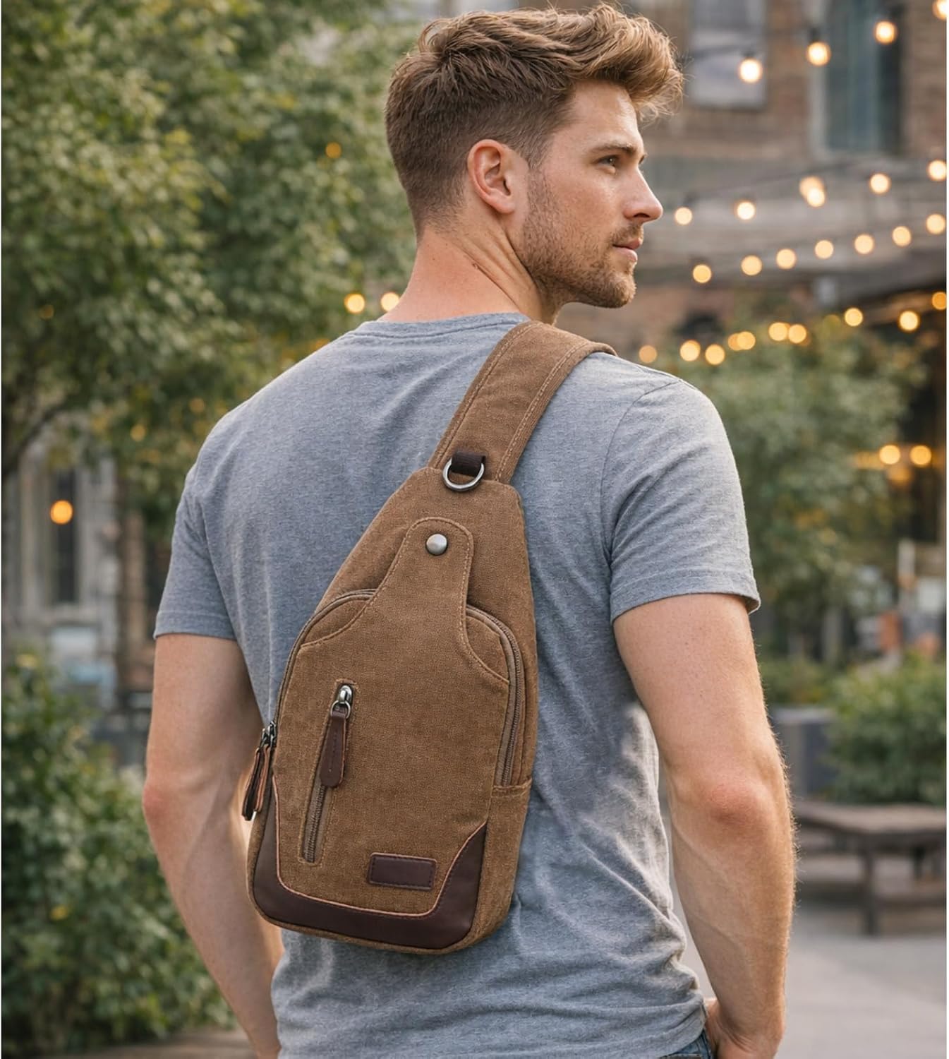 EDIWER Bolso bandolera de lona para hombre, bolso cruzado en el pec...