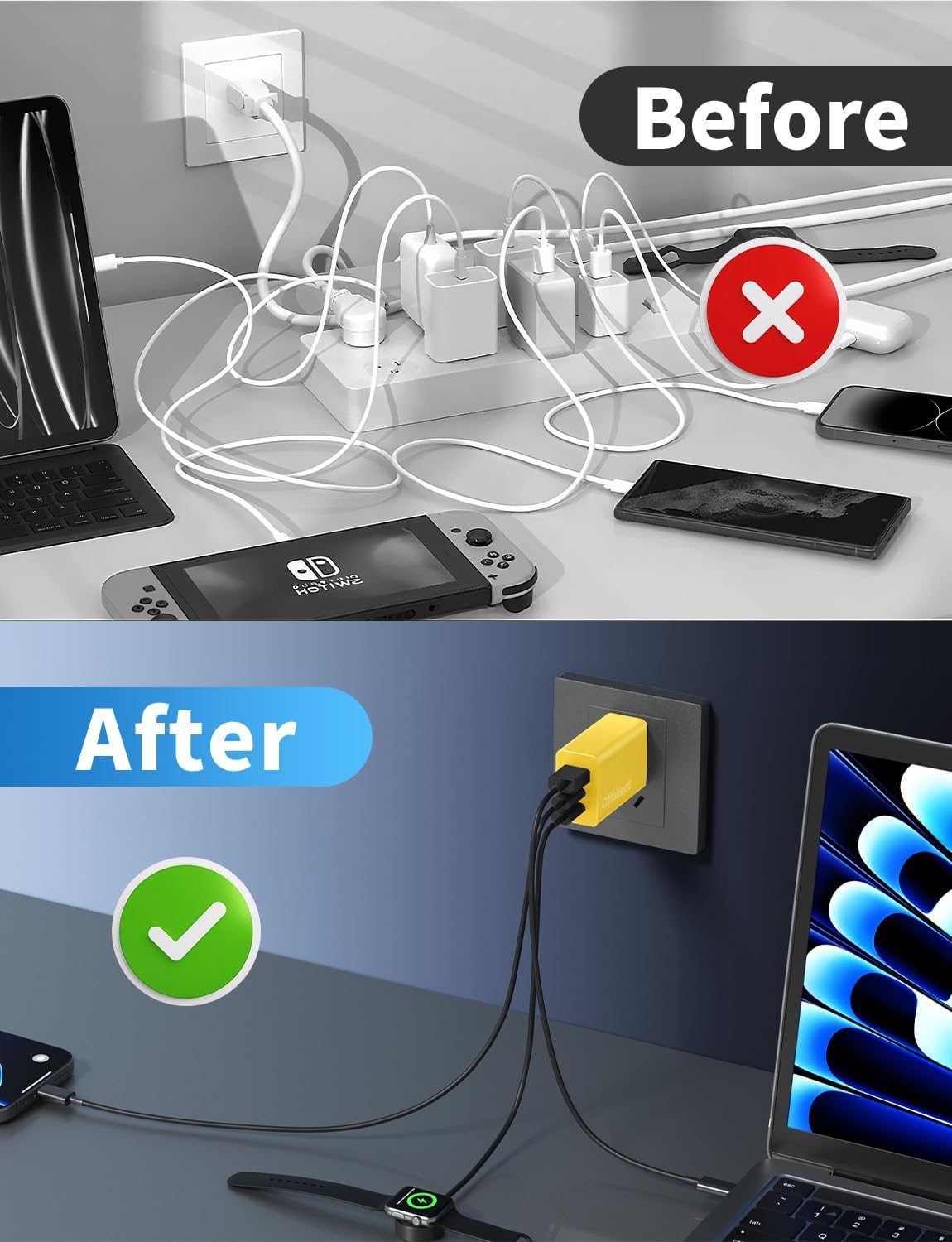 Paquete de 2 bloques de cargador USB C de 65 W, adaptador de carga...