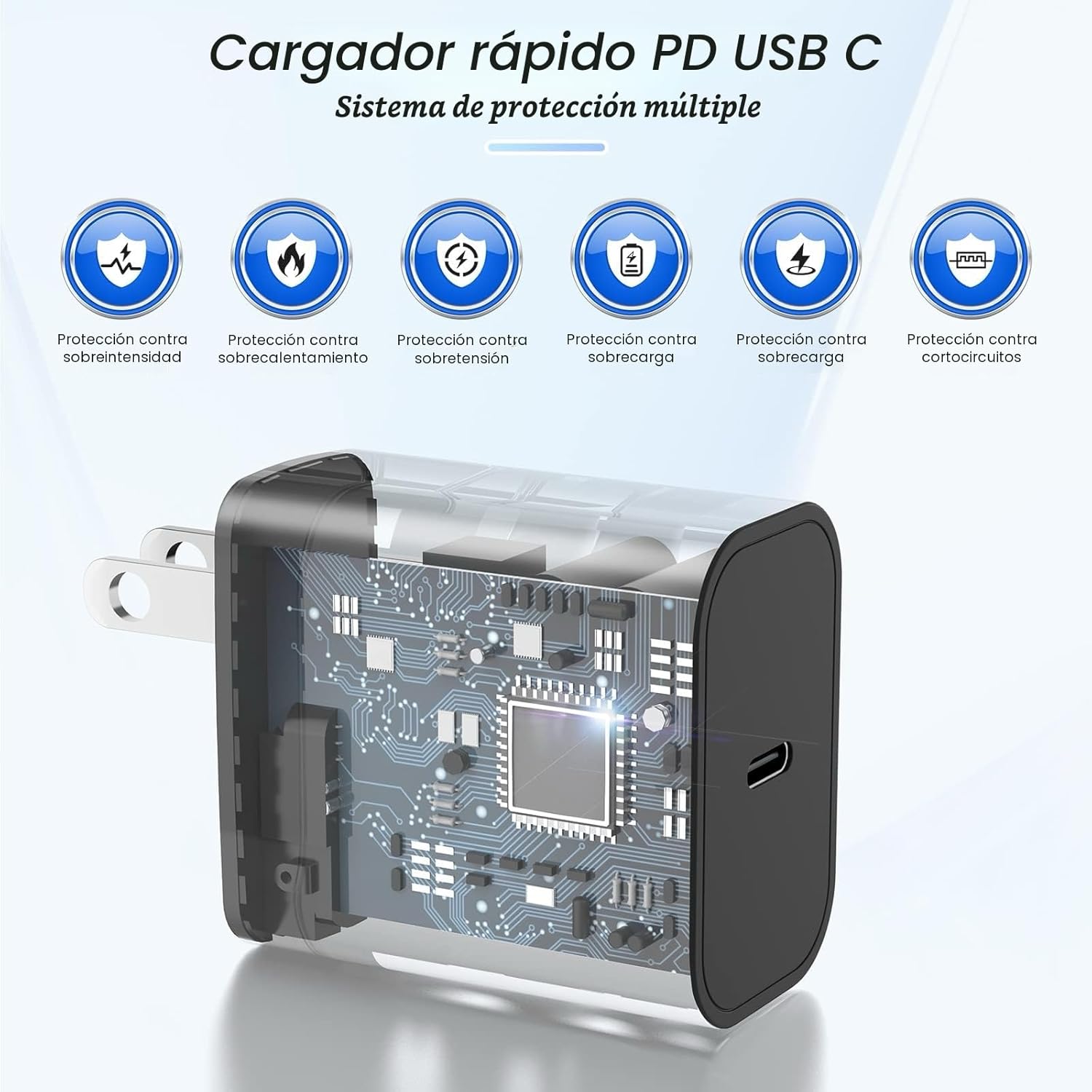 Paquete de 2 cargadores súper rápidos de 45W tipo C de 6 pies, bloq...