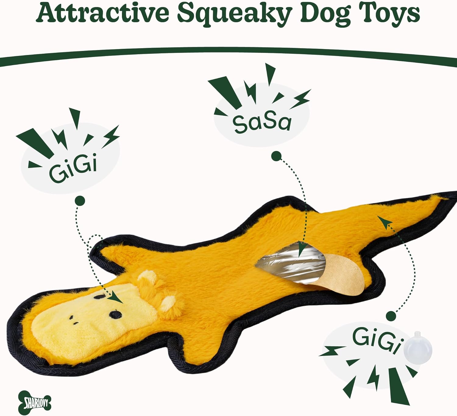 SHARLOVY - Juguetes para perros sin relleno crujientes y chillones,...