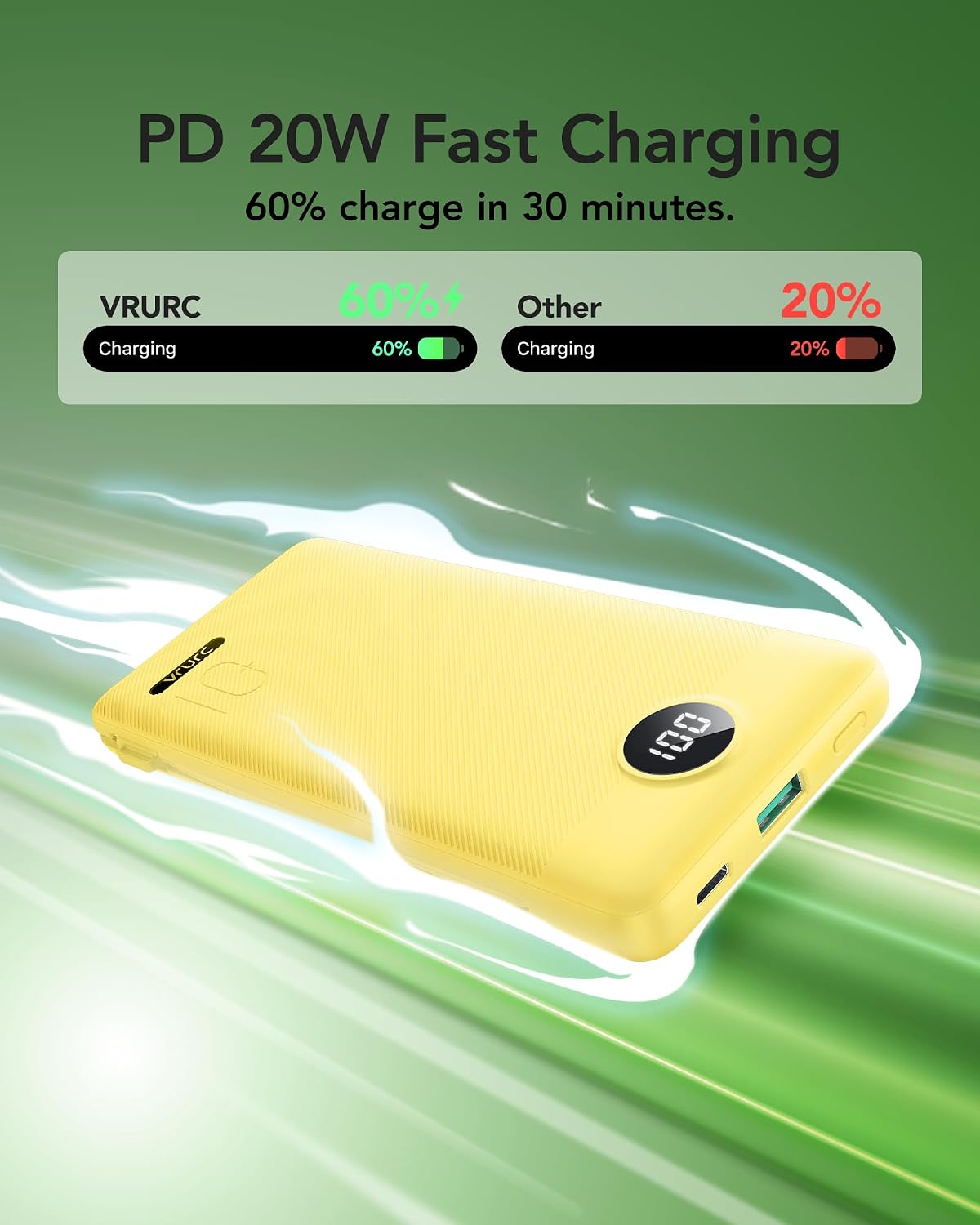 VRURC Cargador Portátil con Enchufe de Pared, 10000mAh Cargador Por...
