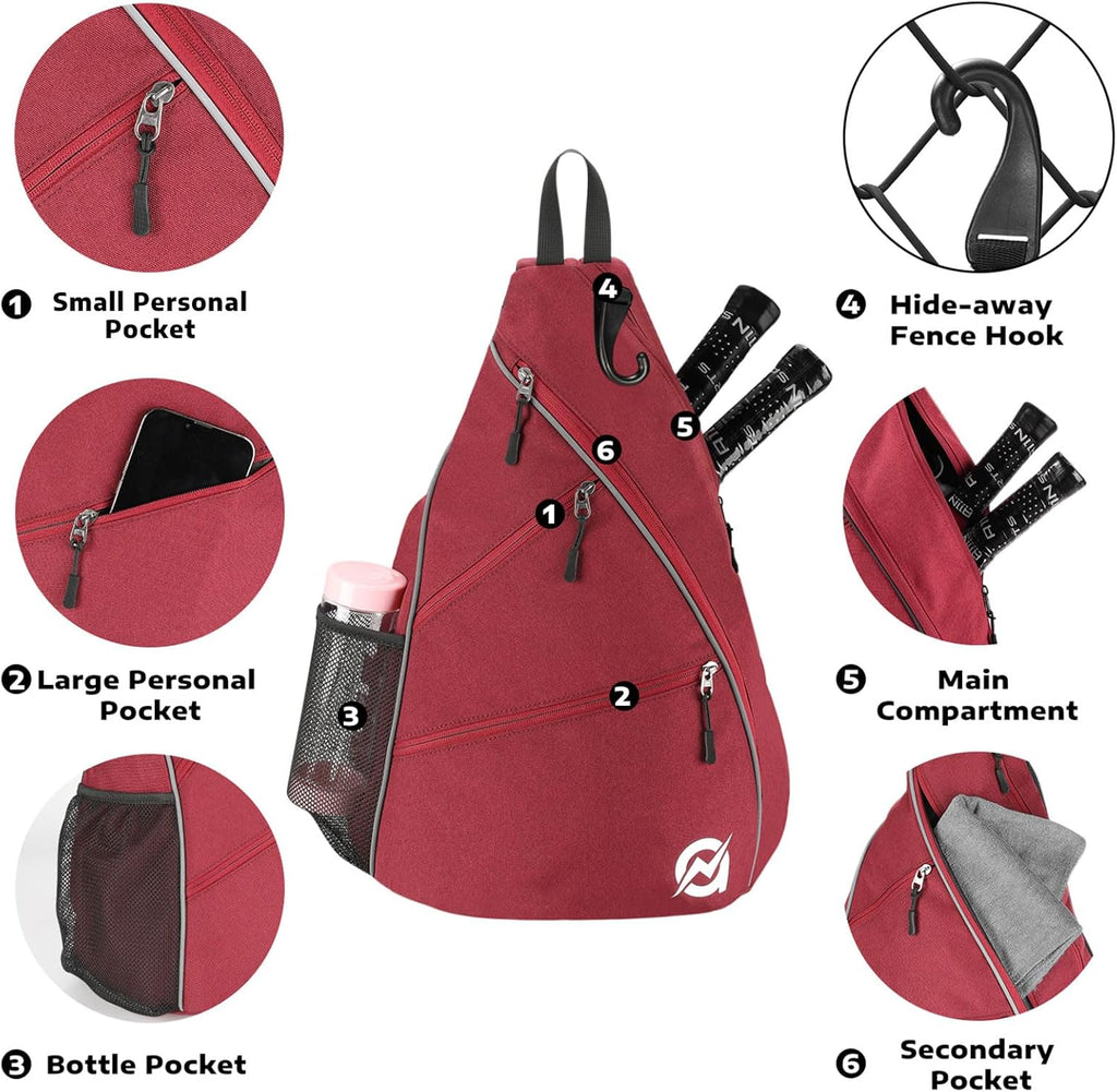 A11N SPORTS Bolsa de Pickleball, Bandolera Reversible con Correa Cr...