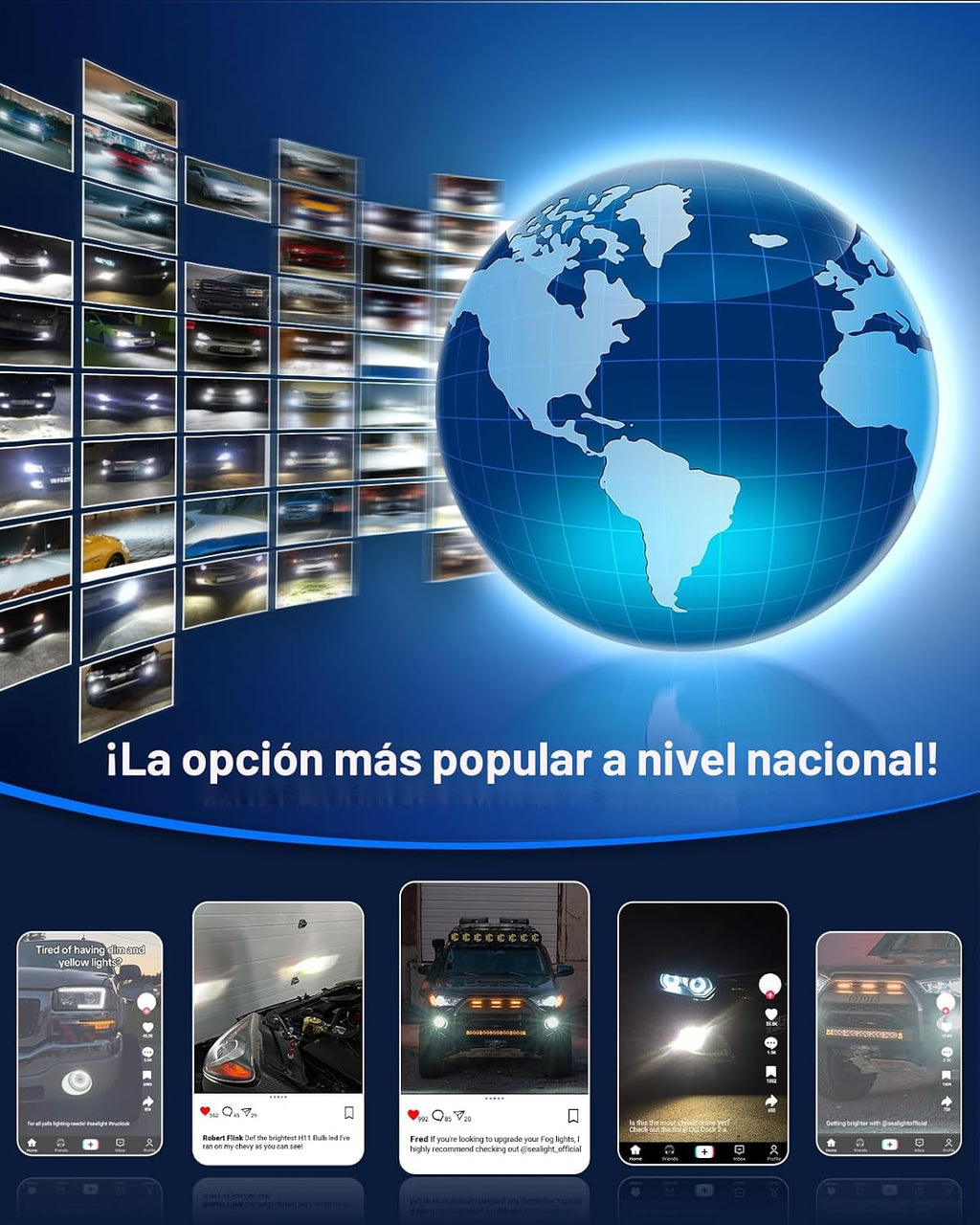 Marsauto Bombilla LED antiniebla H11\/H8, 10000 lúmenes, 6000 K, bl...