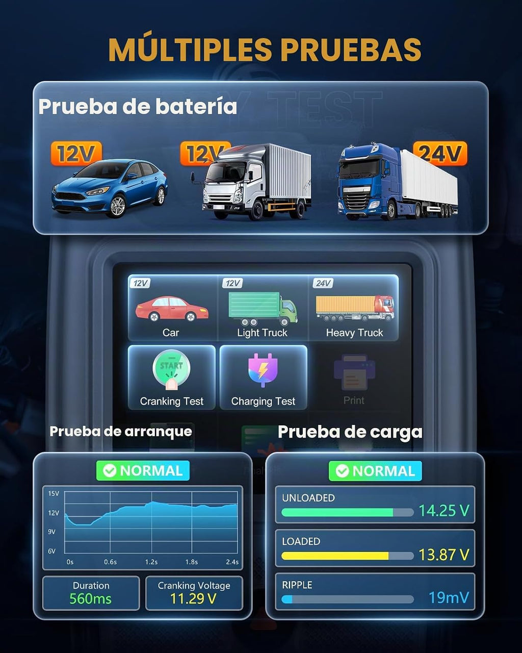 ANCEL BA101PRO - Probador de batería para automóvil, camión, SUV, R...
