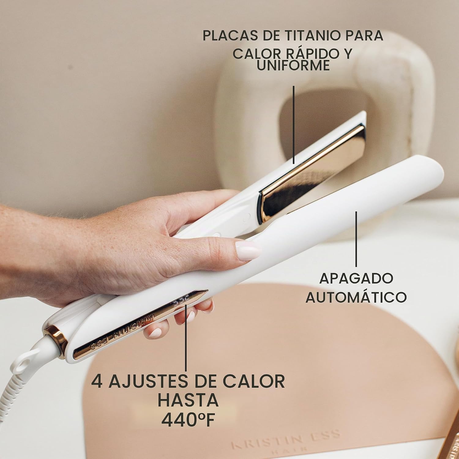 Kristin Ess Alisador Rizador de Cabello de Titanio Profesional 3 en...