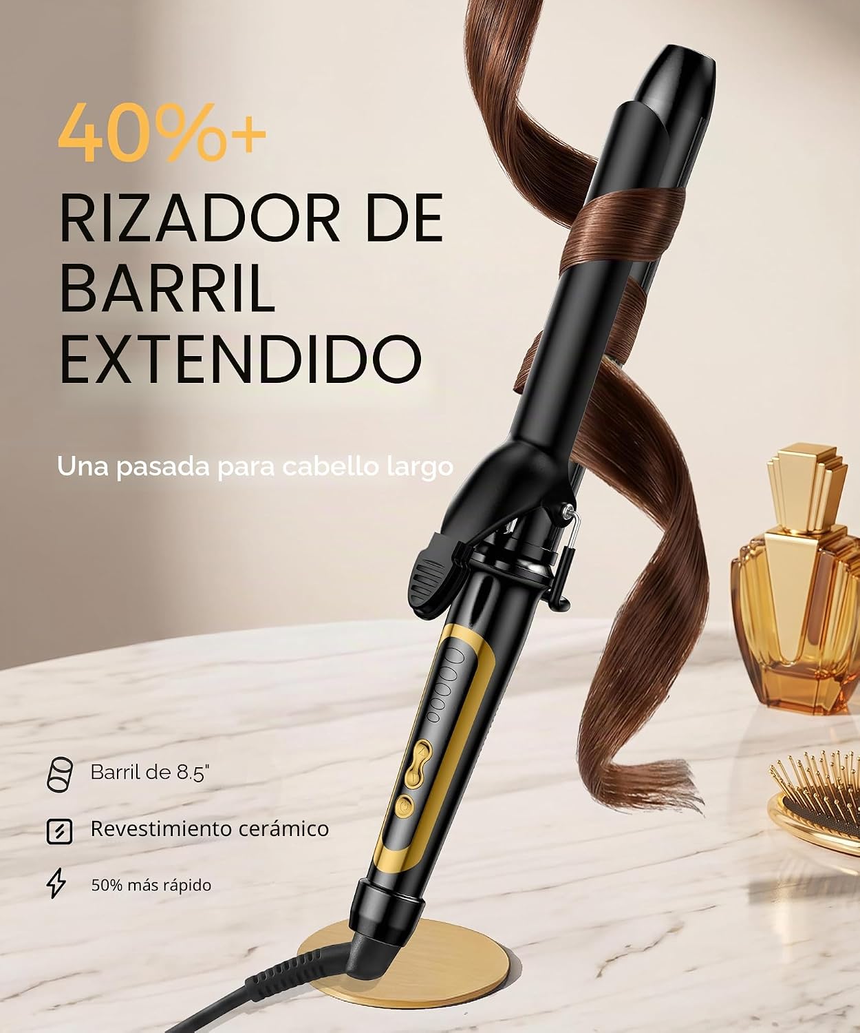 LANVIER Rizador de barril de 1.25 pulgadas de largo, rizador extend...