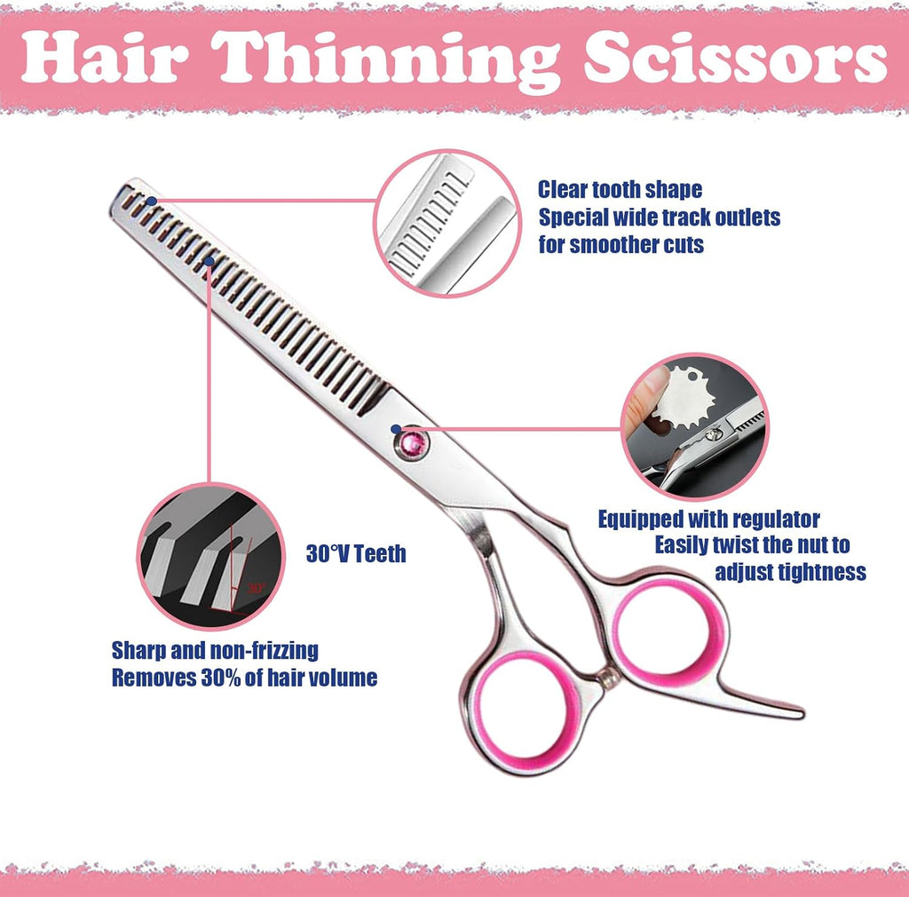 Kit de tijeras de corte de cabello, 27 piezas de tijeras profesiona...