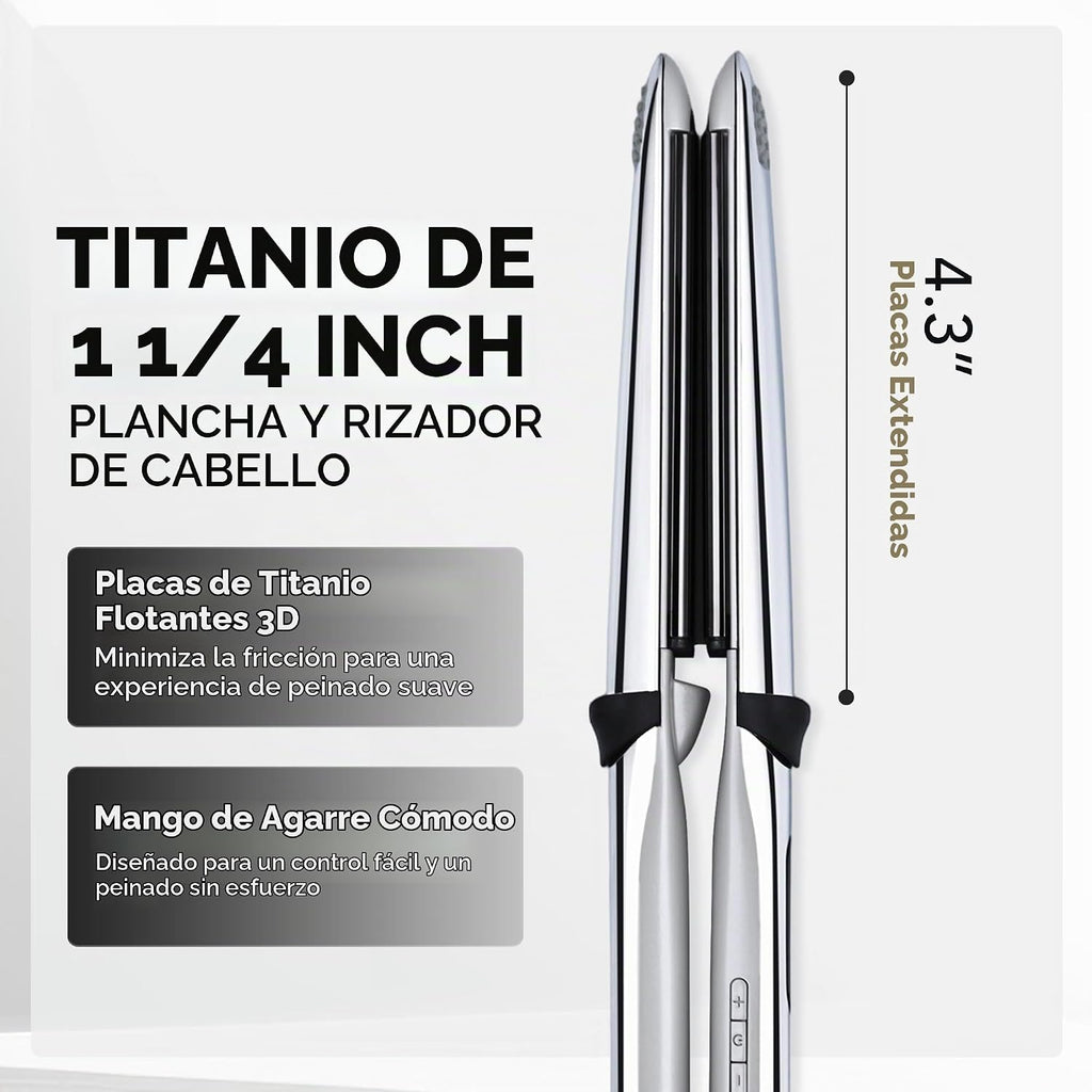 Rozamor - Plancha plana de titanio profesional, plancha y rizador d...