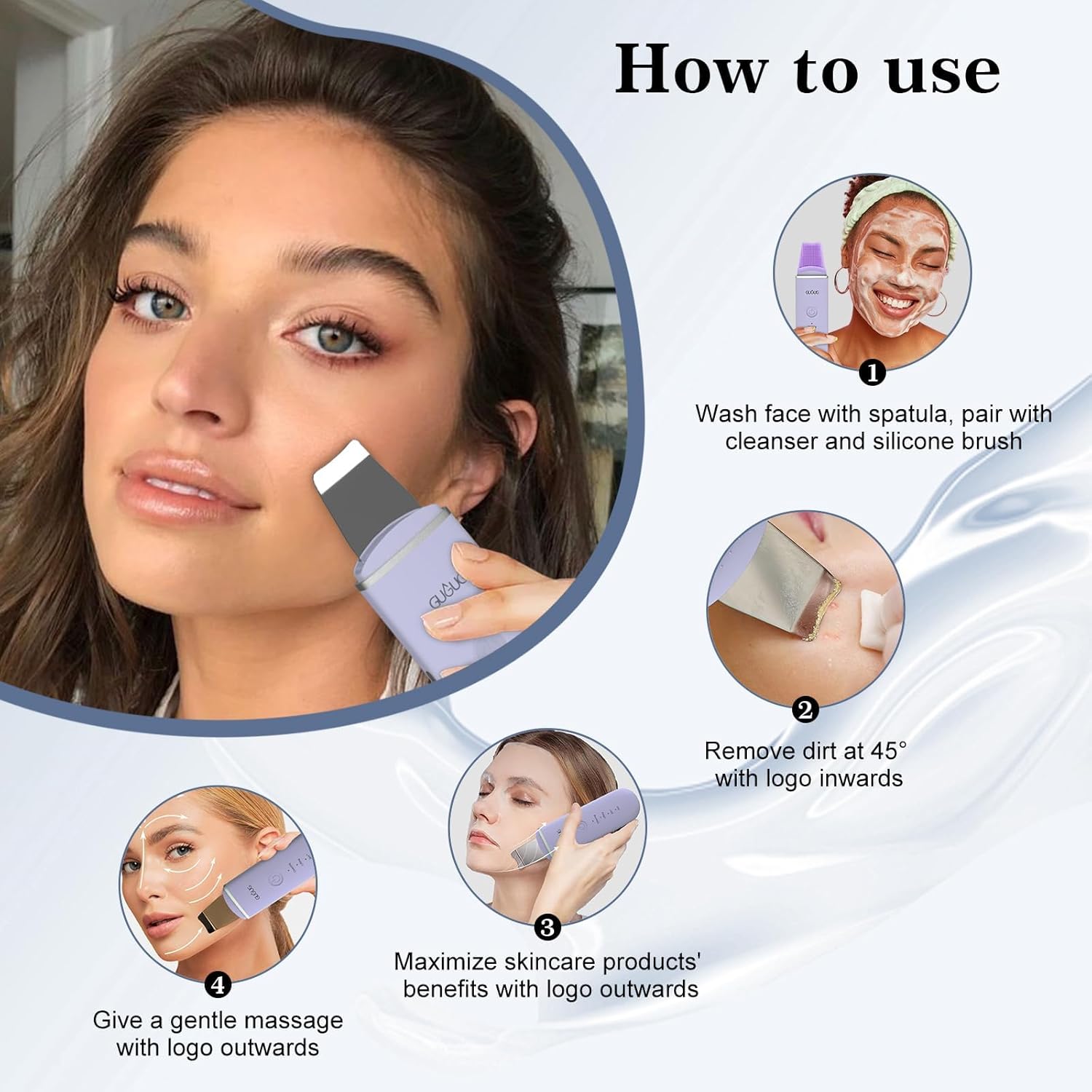 GUGUG - Espátula para la piel, espátula facial, limpiador de poros,...