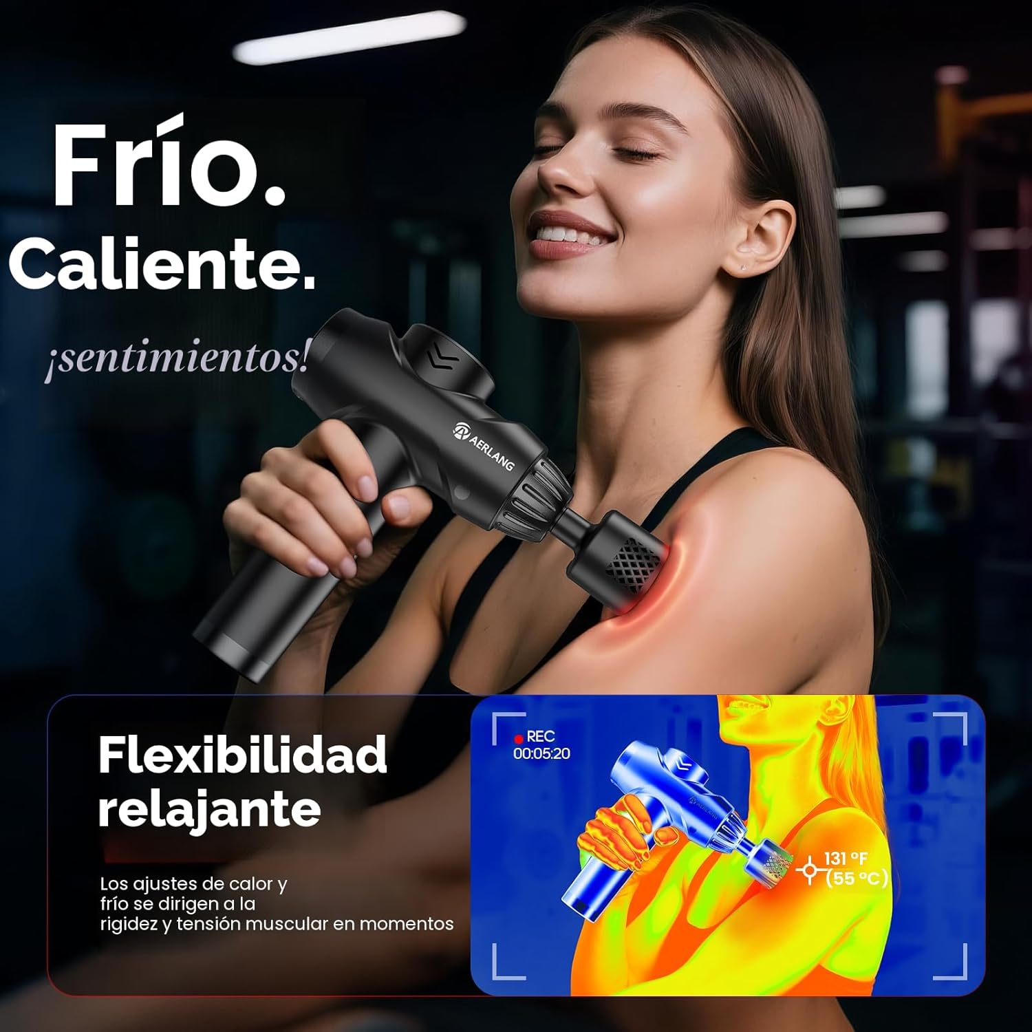 AERLANG Pistola de masaje con calor y frío, pistola de masaje de te...