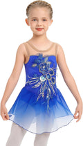 Vestido de patinaje artístico para niñas - Leotardo de malla con fl...