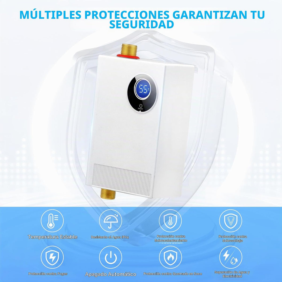 Calentador de agua eléctrico sin tanque de 110 V, 3000 W debajo del...