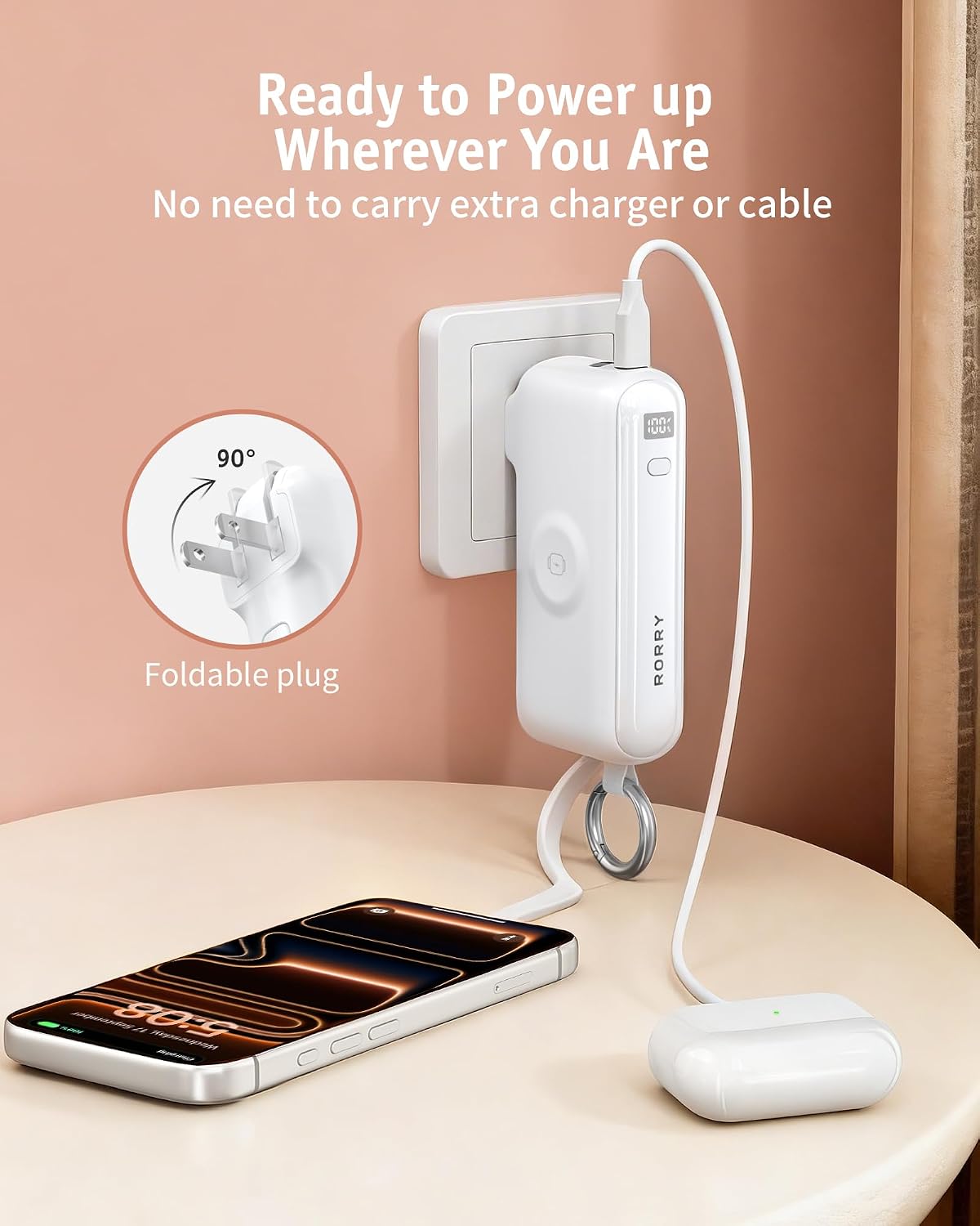RORRY Flow Cargador portátil, batería externa de 10000 mAh y 40 W d...