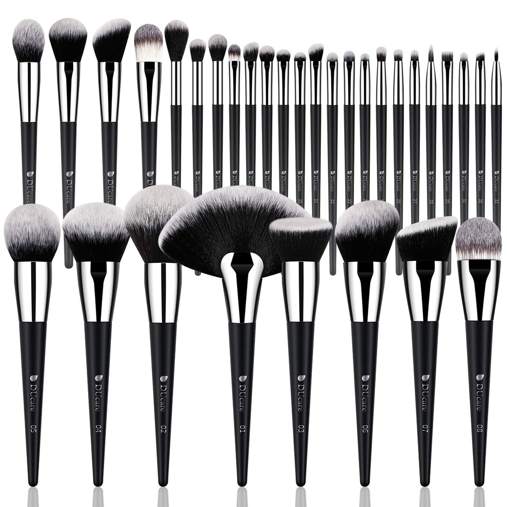 DUcare Juego de 32 brochas de maquillaje de grado profesional, ultr...