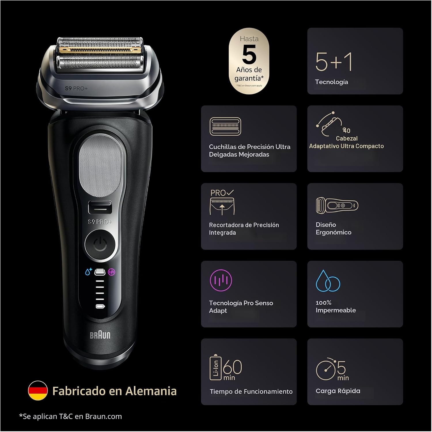 Braun Series 9 PRO+ - Afeitadora eléctrica para hombres, maquinilla...
