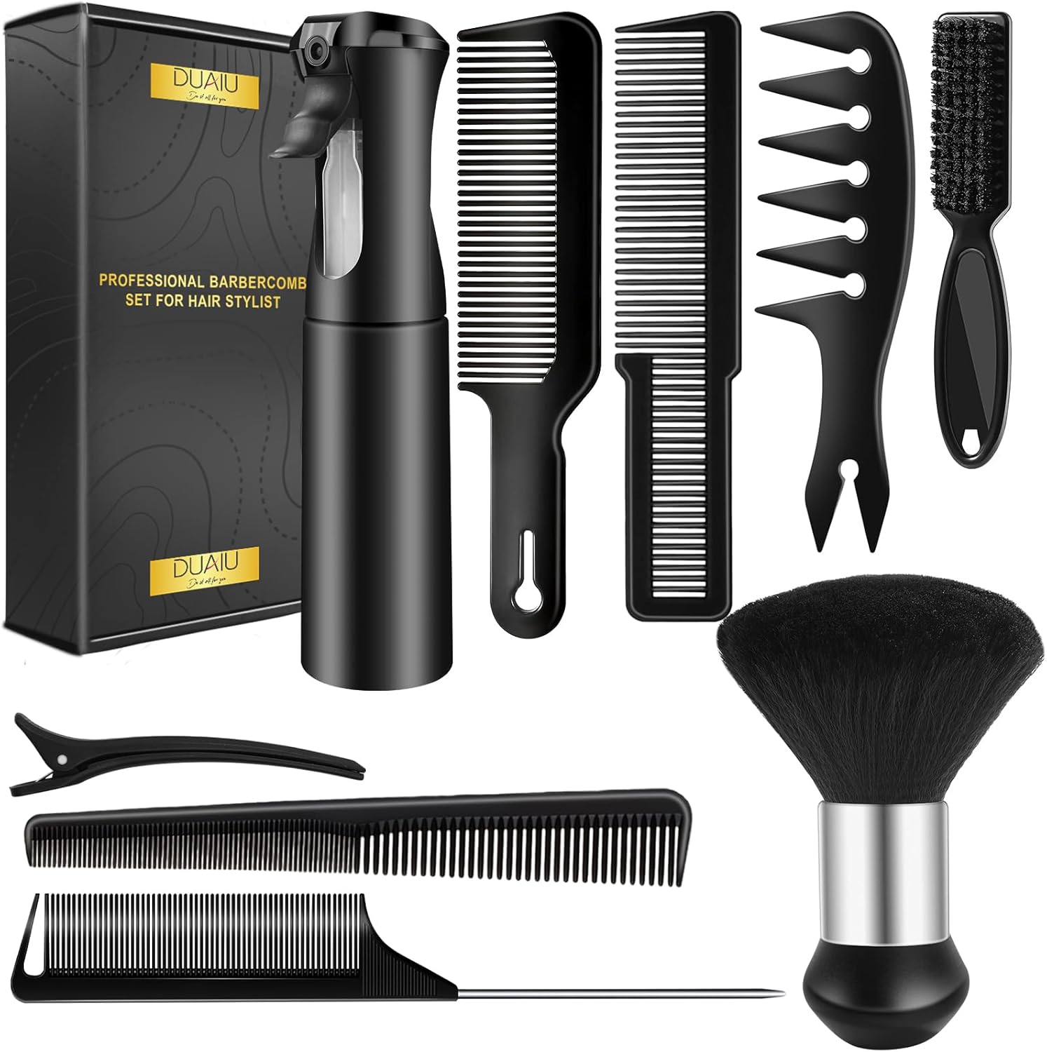 DUAIU Juego de 9 peines para el cabello, peines de peluquero profes...