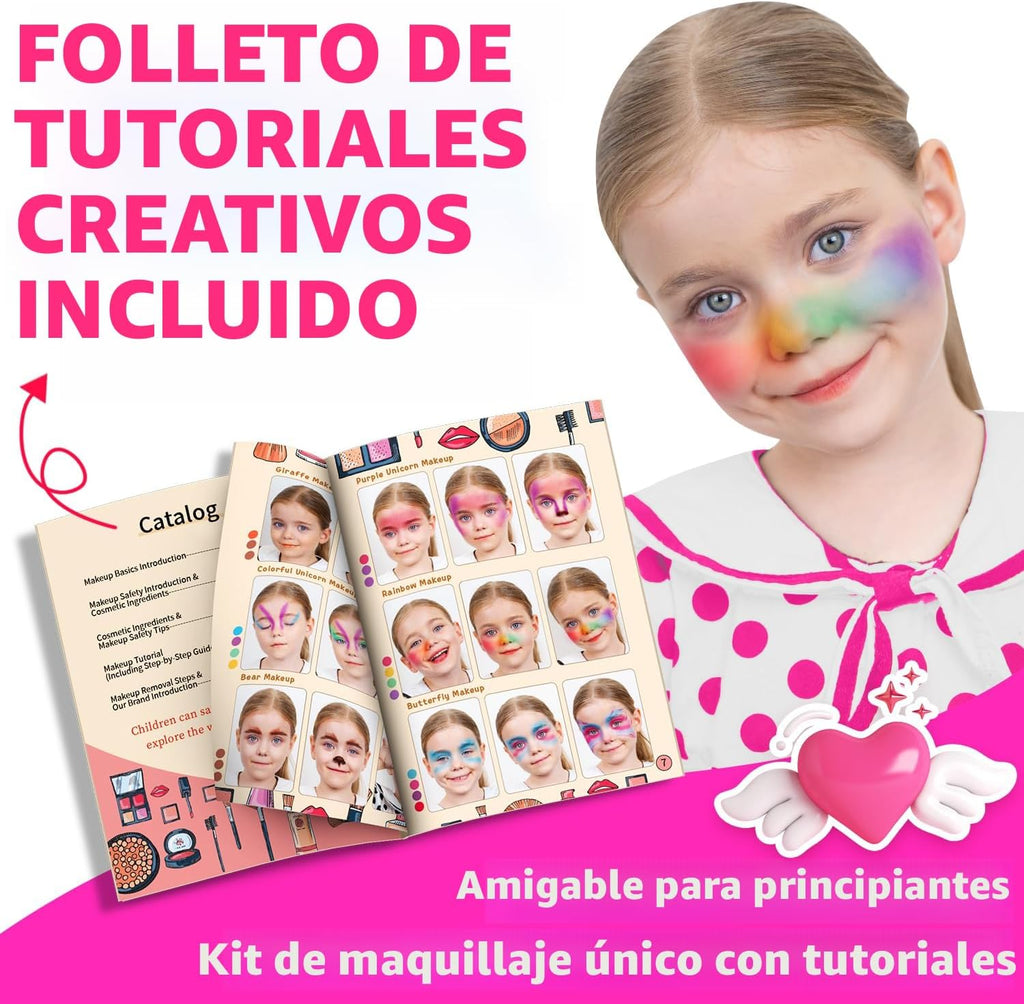 Hollyhi Kit de maquillaje de 58 piezas para niña, juguetes de princ...