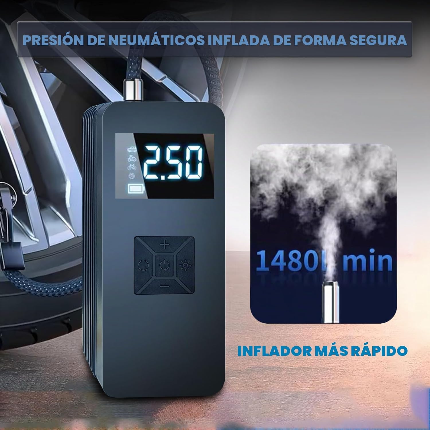 Arrancador con compresor de aire de 14.8V 8000A de pico, arrancador...