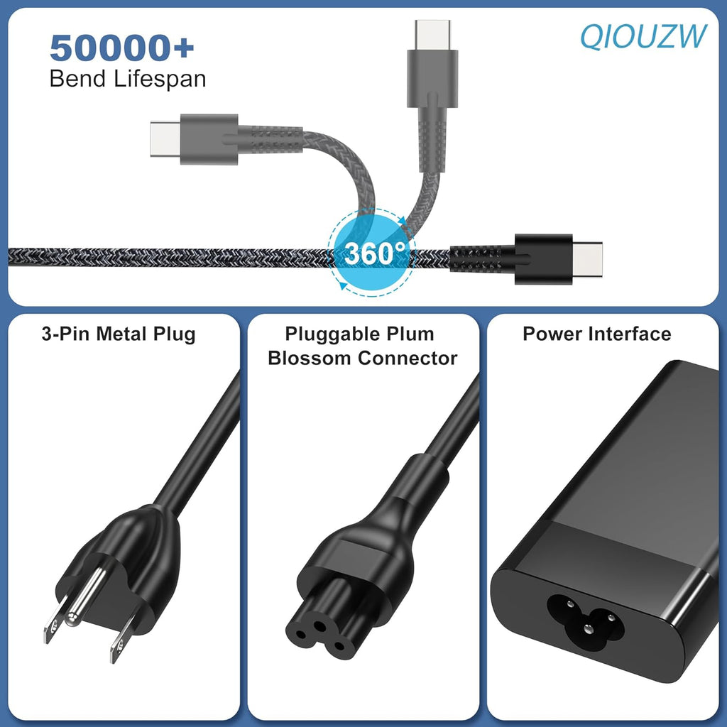 QIOUZW Cargador de portátil delgado USB C de 65 W, compatible con c...