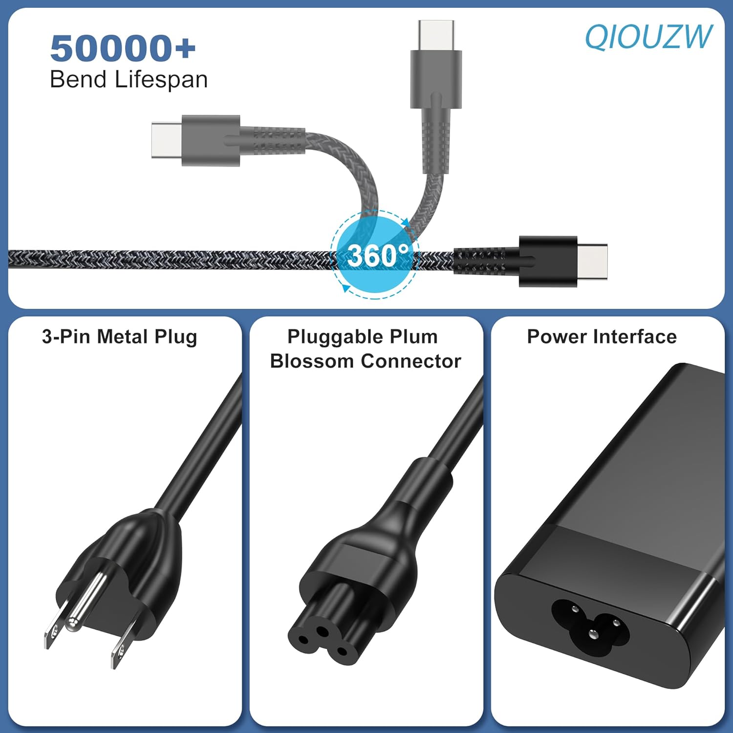 QIOUZW Cargador de portátil delgado USB C de 65 W, compatible con c...