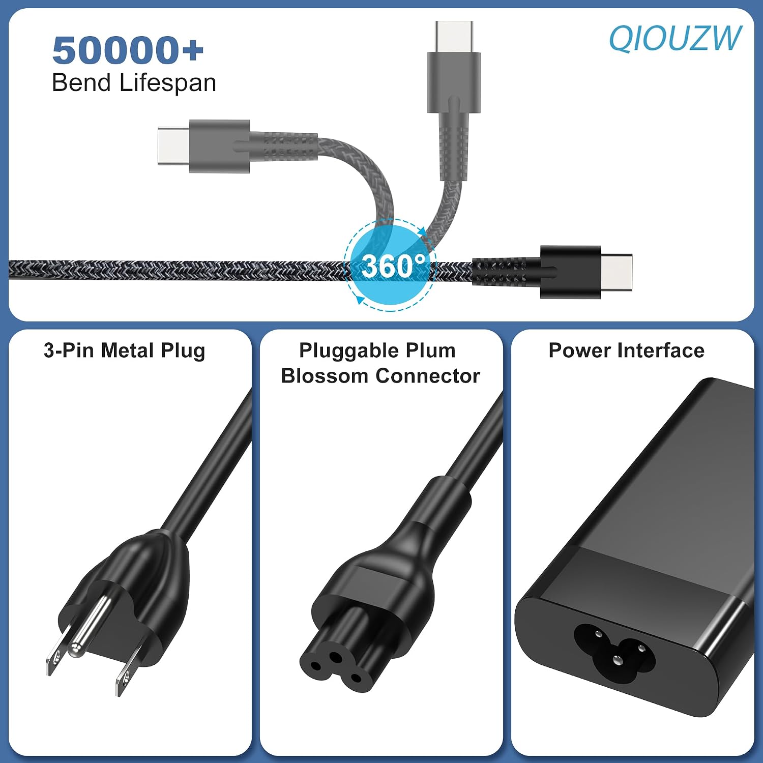QIOUZW Cargador USB C de 65 W para laptop compatible con HP Spectre...