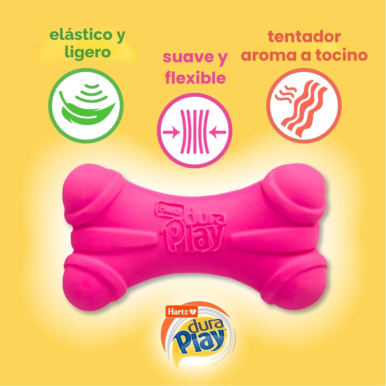 Hartz DuraPlay Hueso Juguete de Látex Chirriante para Perros de Raz...