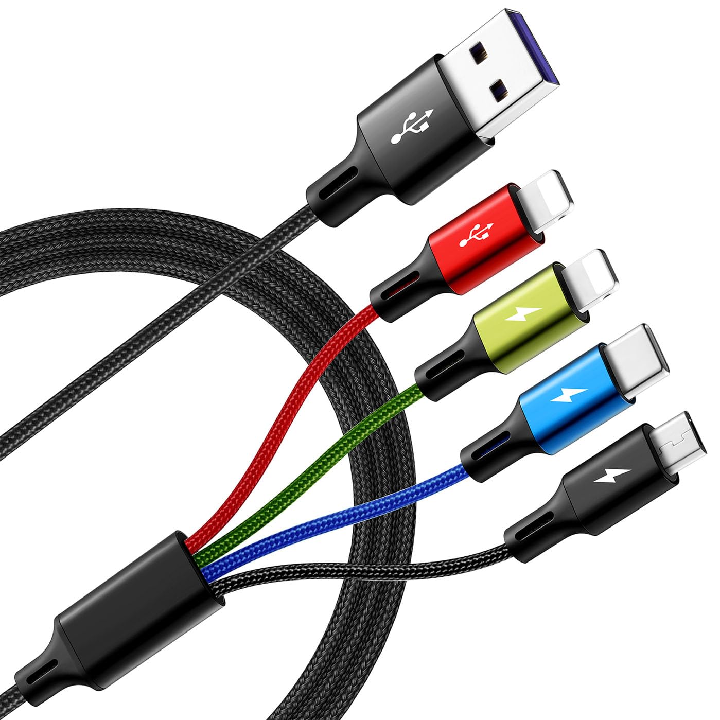 Cable de carga múltiple, [2 unidades de 6 pies] cable de carga rápi...
